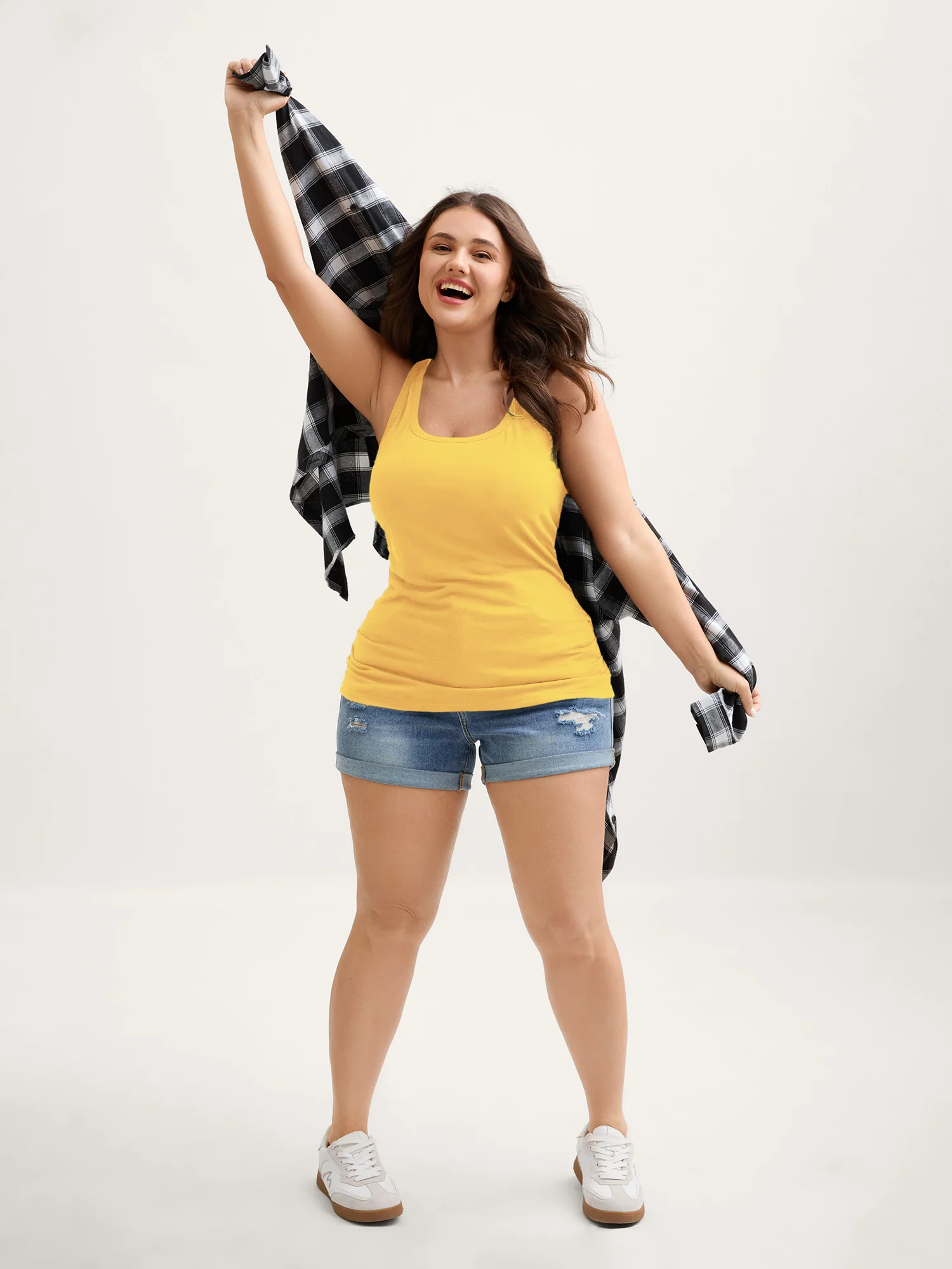 Supportive Bra Pleated Fitted Tank Top - Image 42
