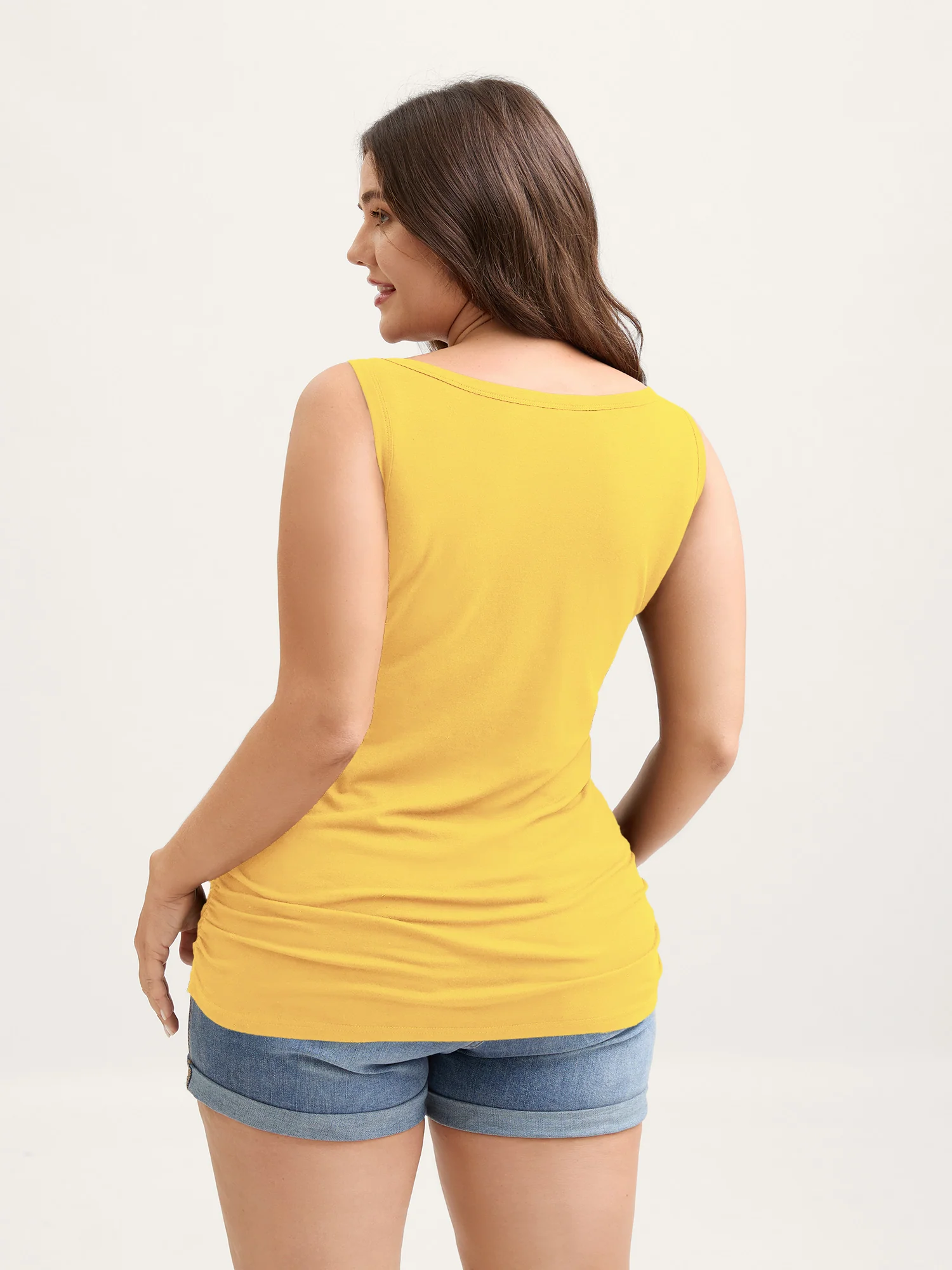Supportive Bra Pleated Fitted Tank Top - Image 44