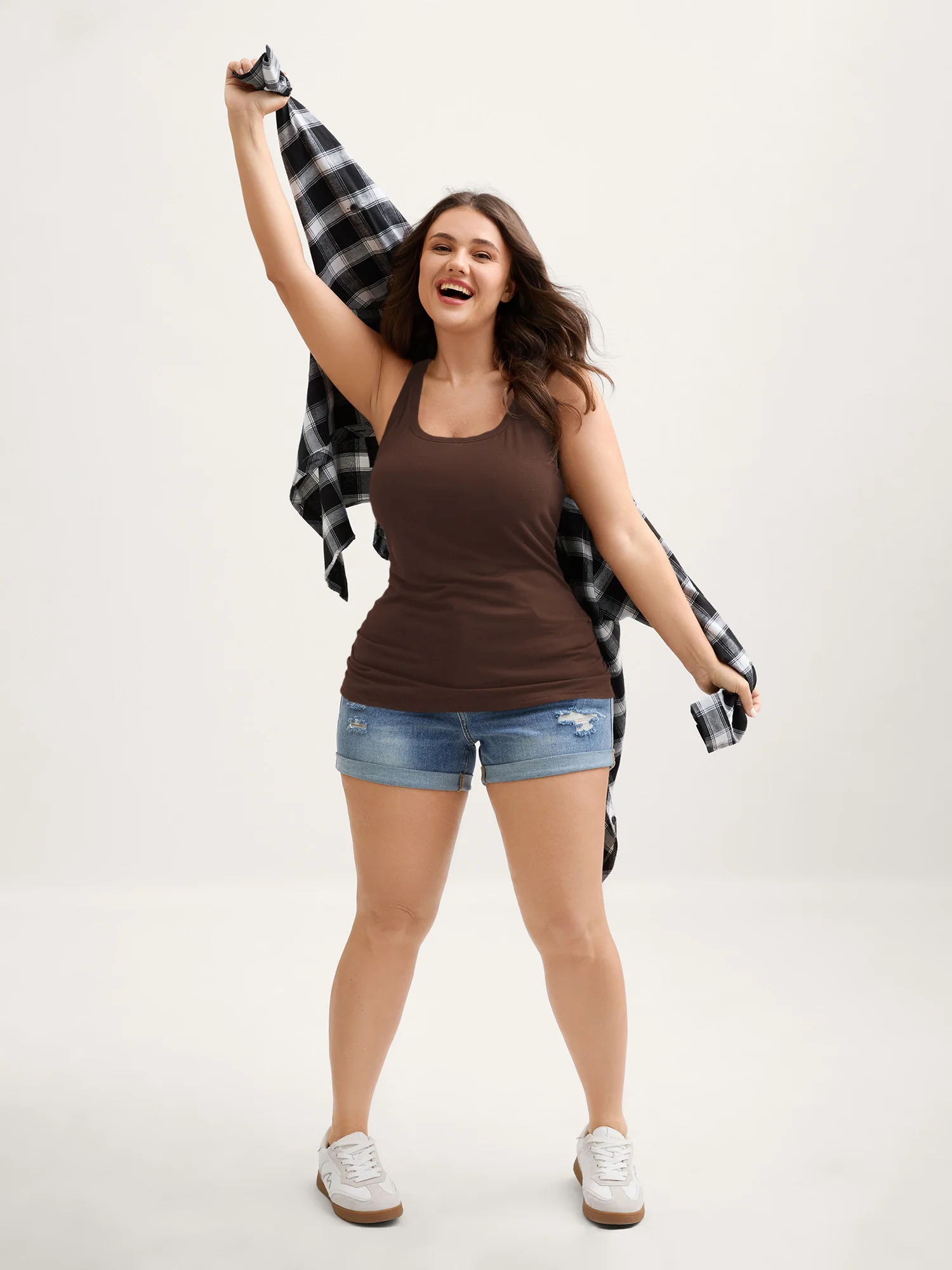 Supportive Bra Pleated Fitted Tank Top - Image 46
