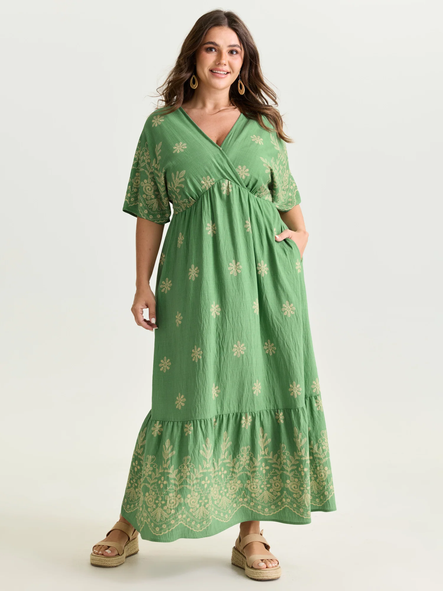 Surplice Neck Split Side Pockets Maxi Dress - Image 18