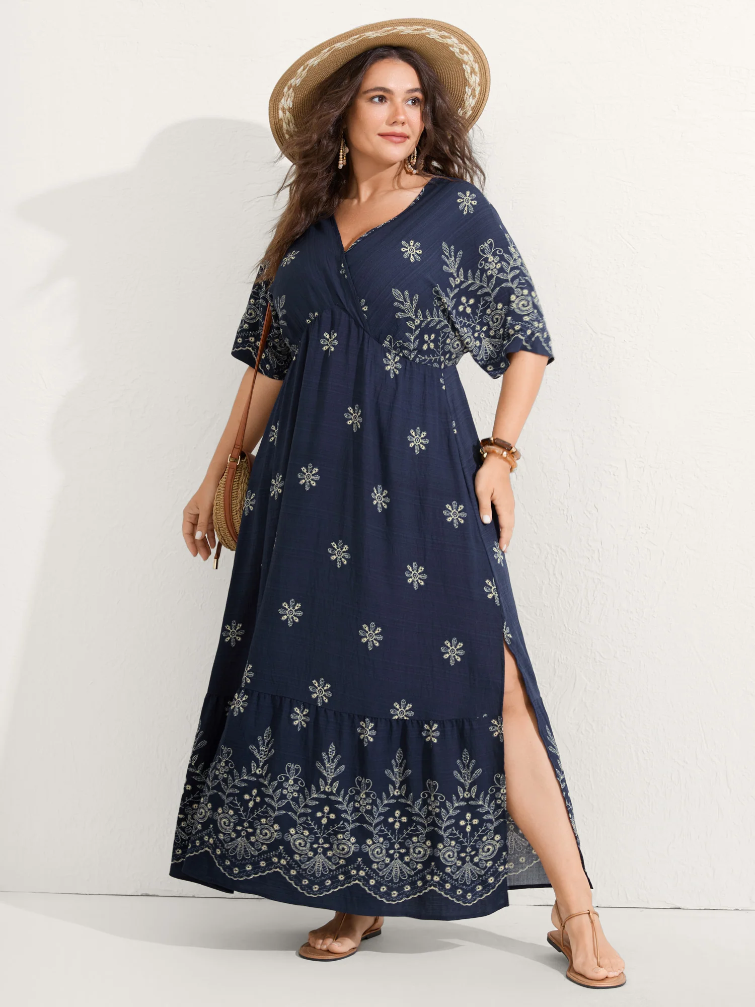 Surplice Neck Split Side Pockets Maxi Dress - Image 7