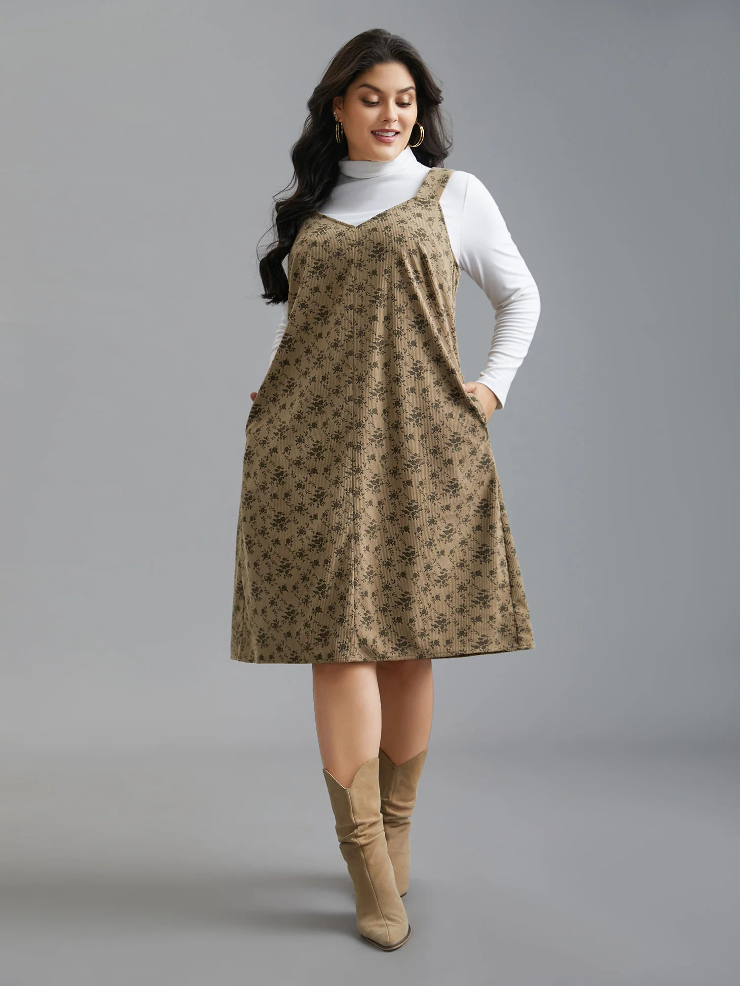 Suspender Skirt Style Floral Dress - Image 4
