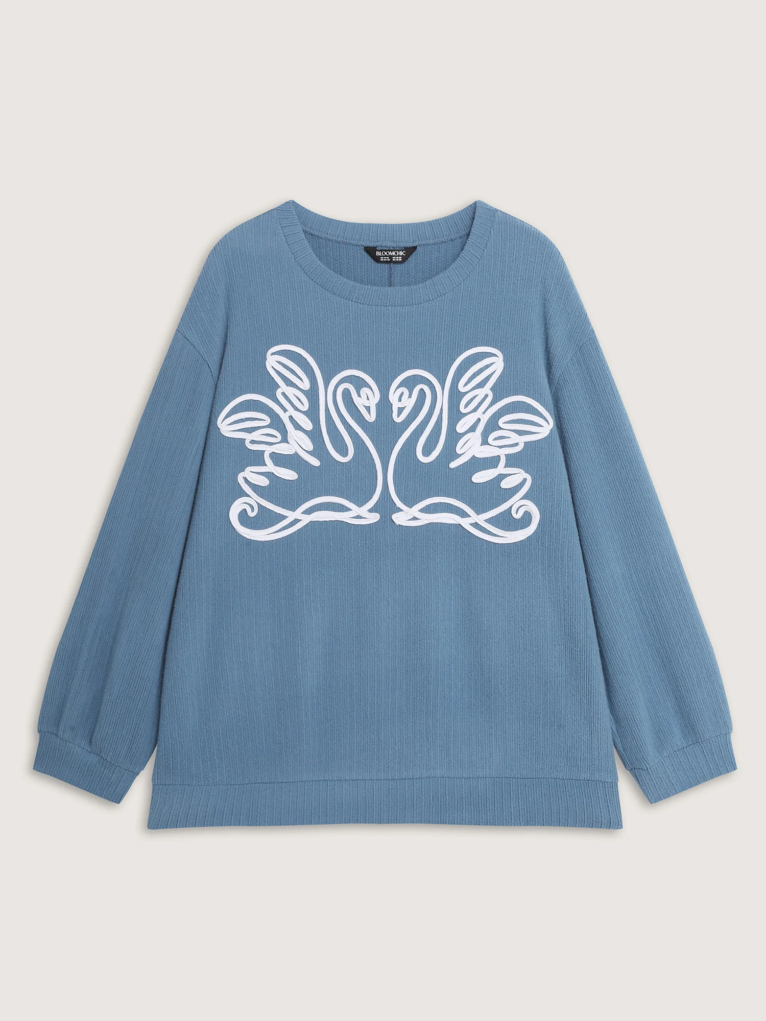 Swan Embroidered Pattern Relaxed-Fit Sweatshirt - Image 7