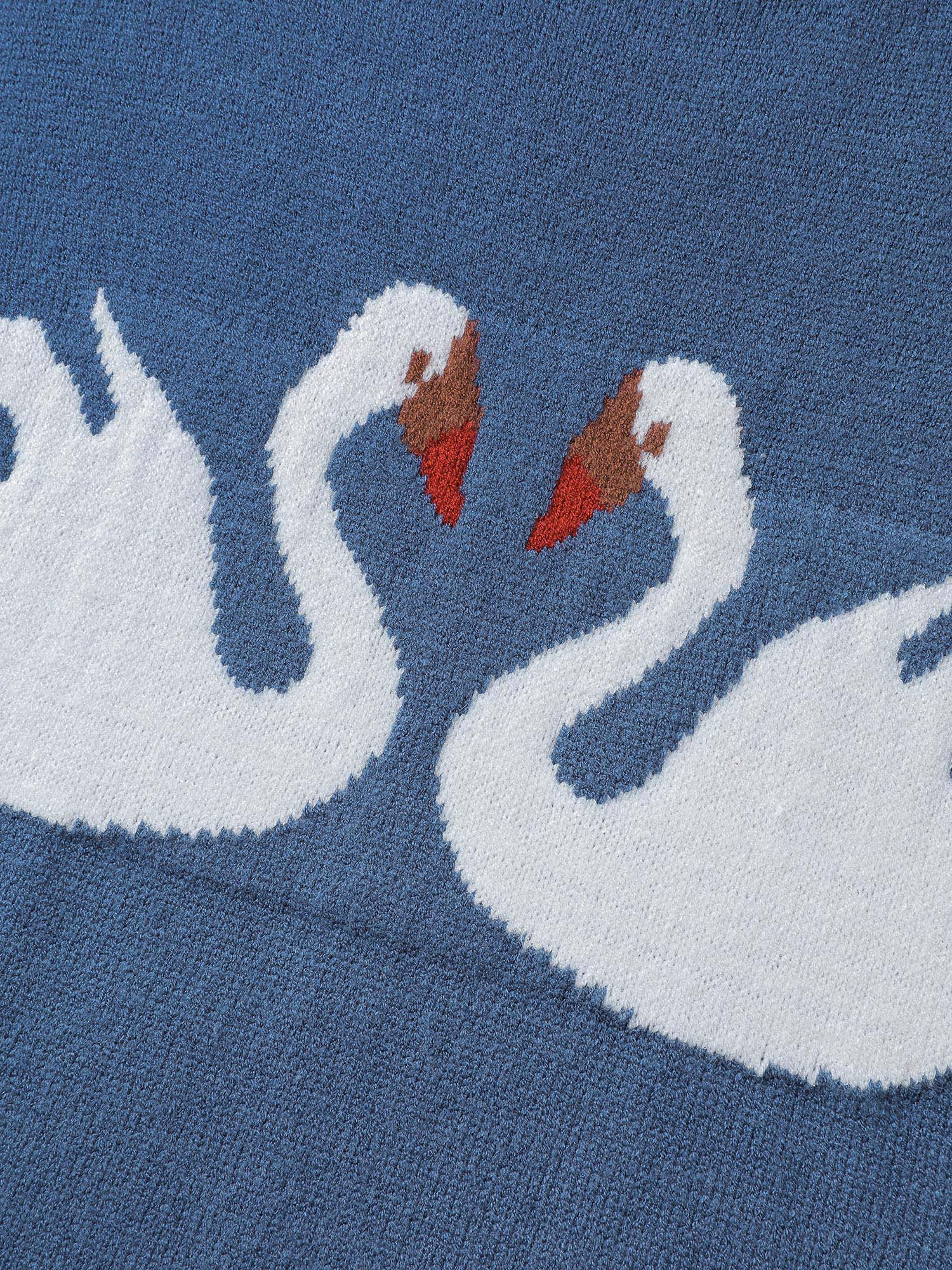 Swan Jacquard Pattern Color Contrast Pullover - Image 6