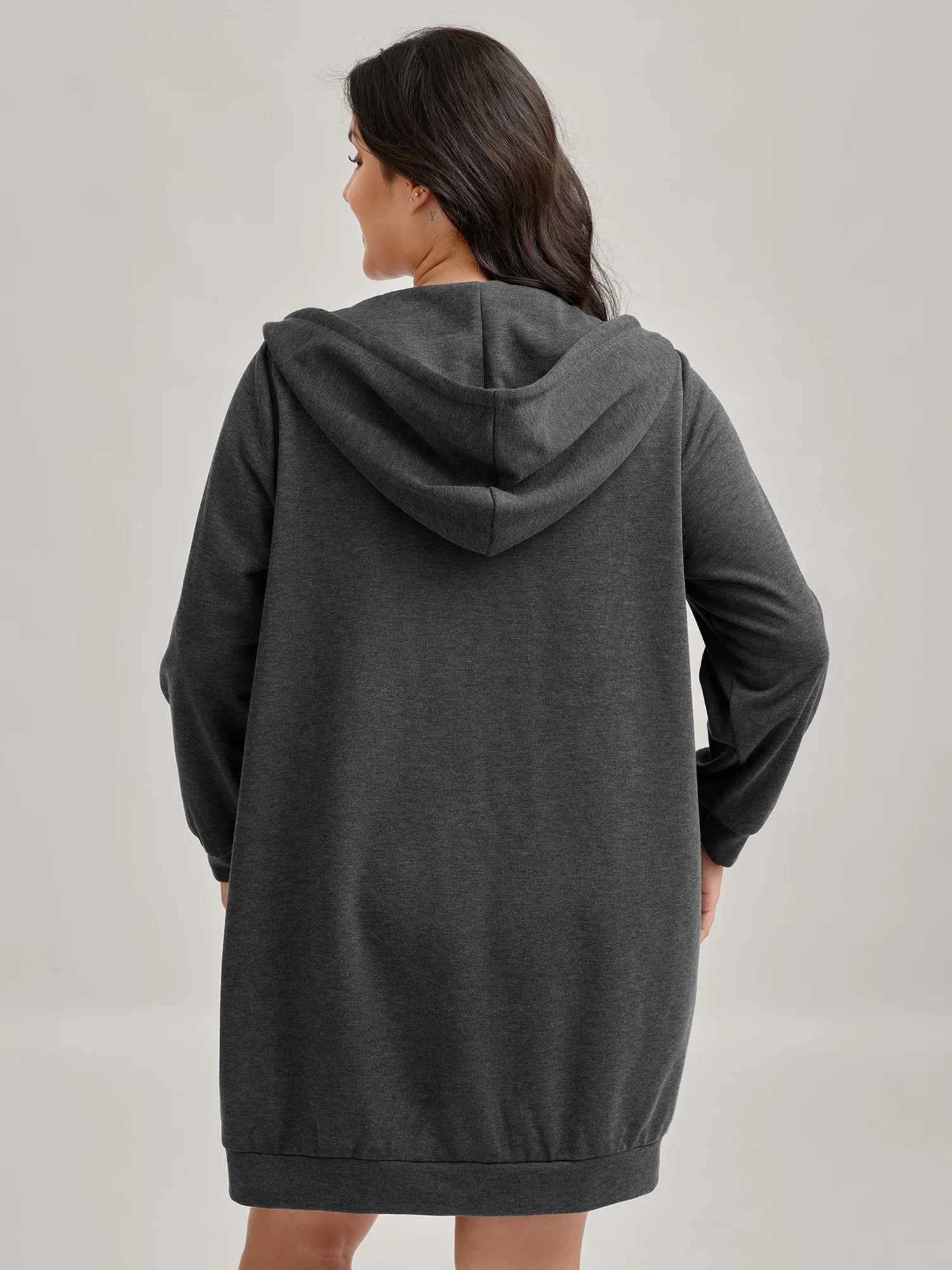 Sweatshirt Longline Solid Jacket - Image 5