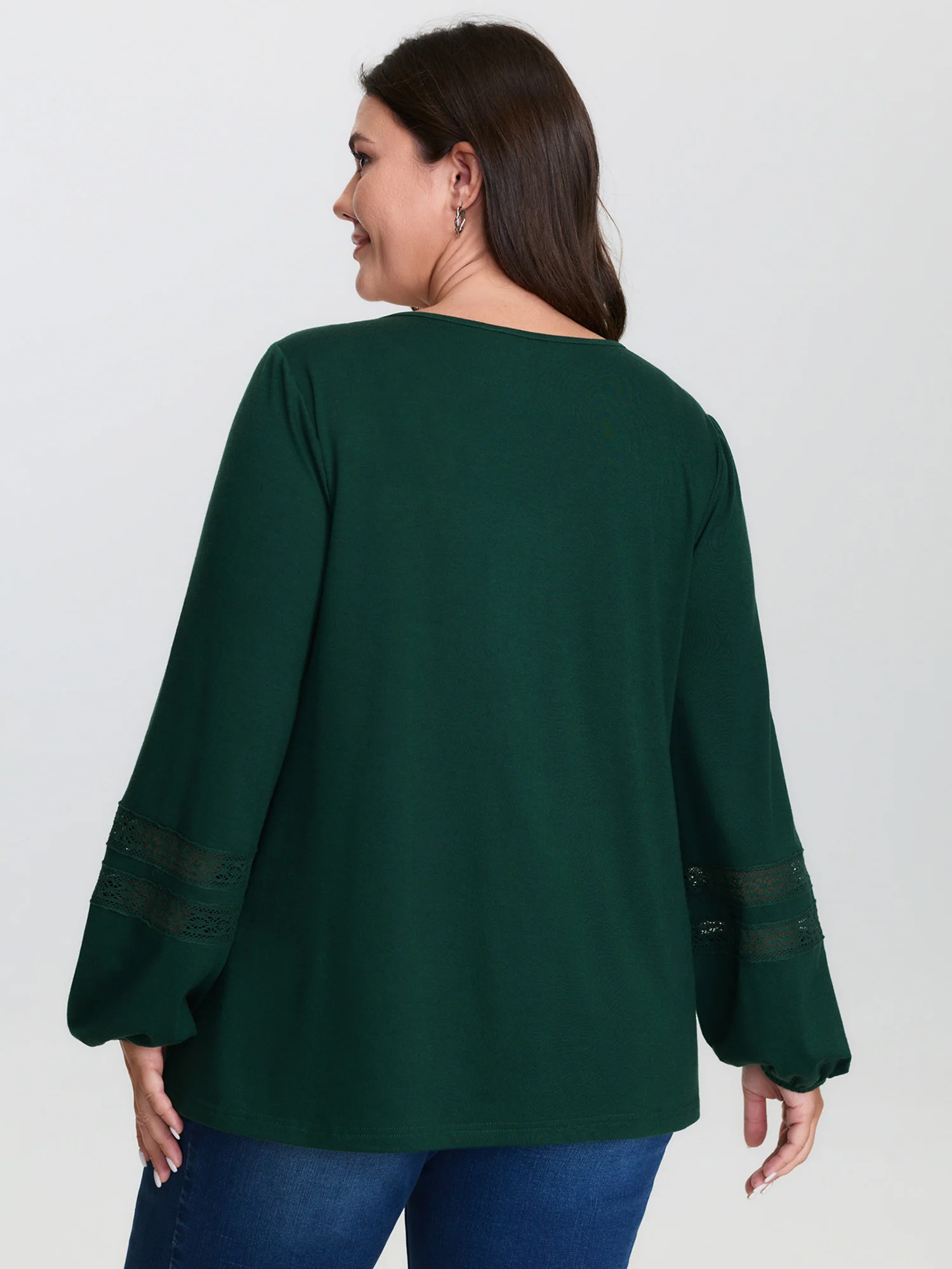 Sweet Floral Embroidery Lace Trim T-Shirt - Image 4