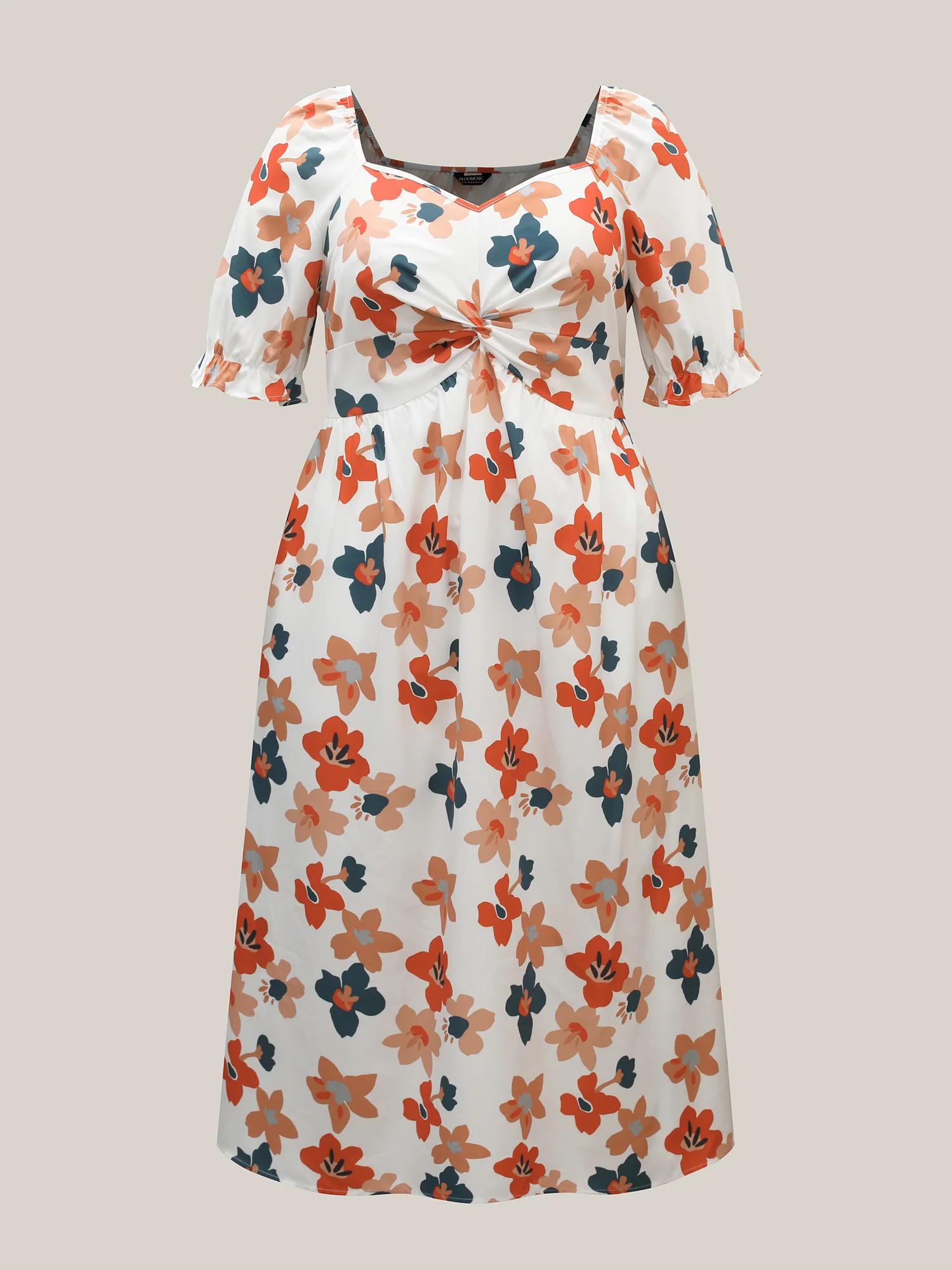 Sweet Floral Front-Twist Lined Midi Dress - Image 7
