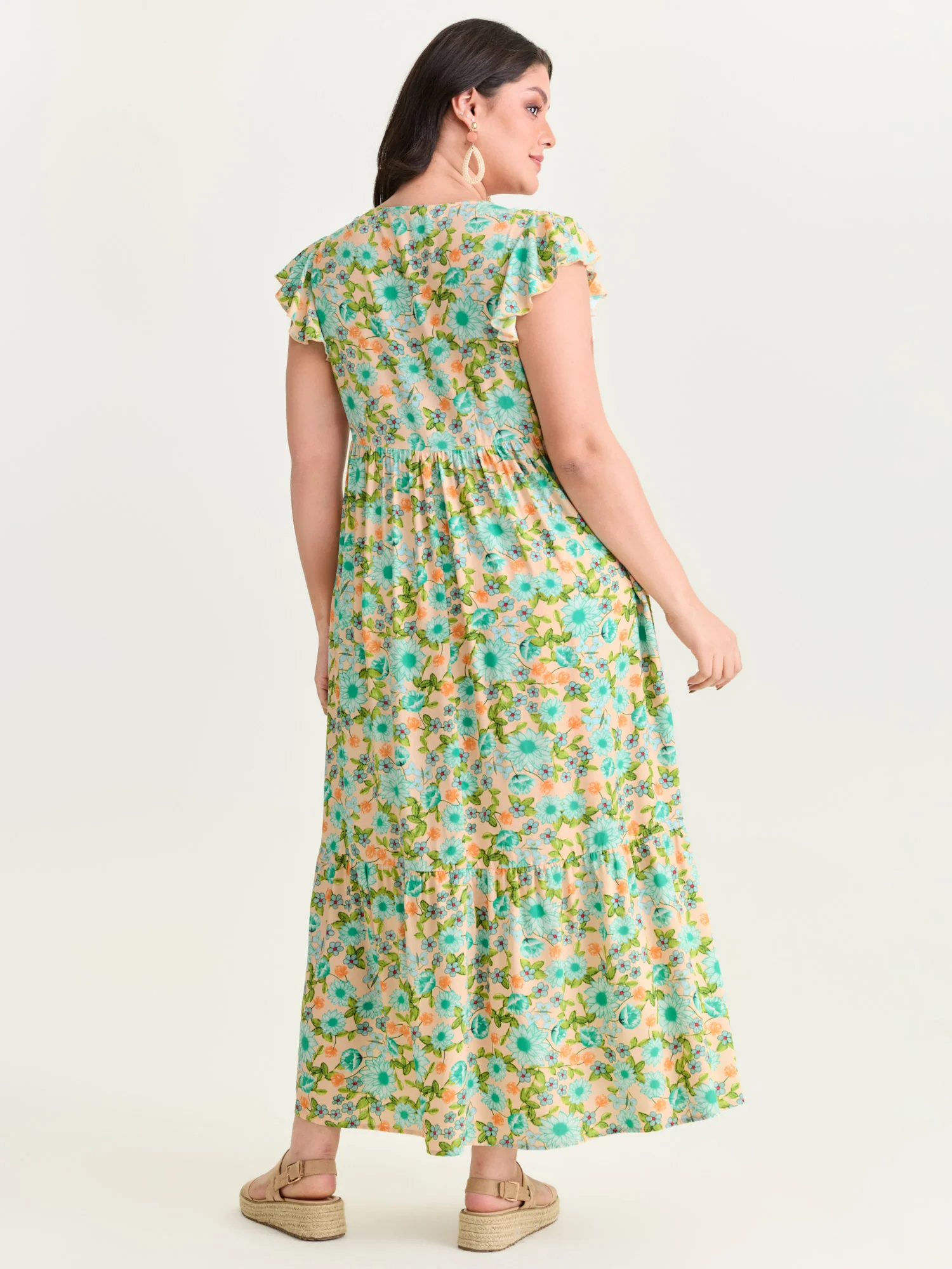 Sweet Floral Lace Trim Tiered Maxi Dress - Image 10