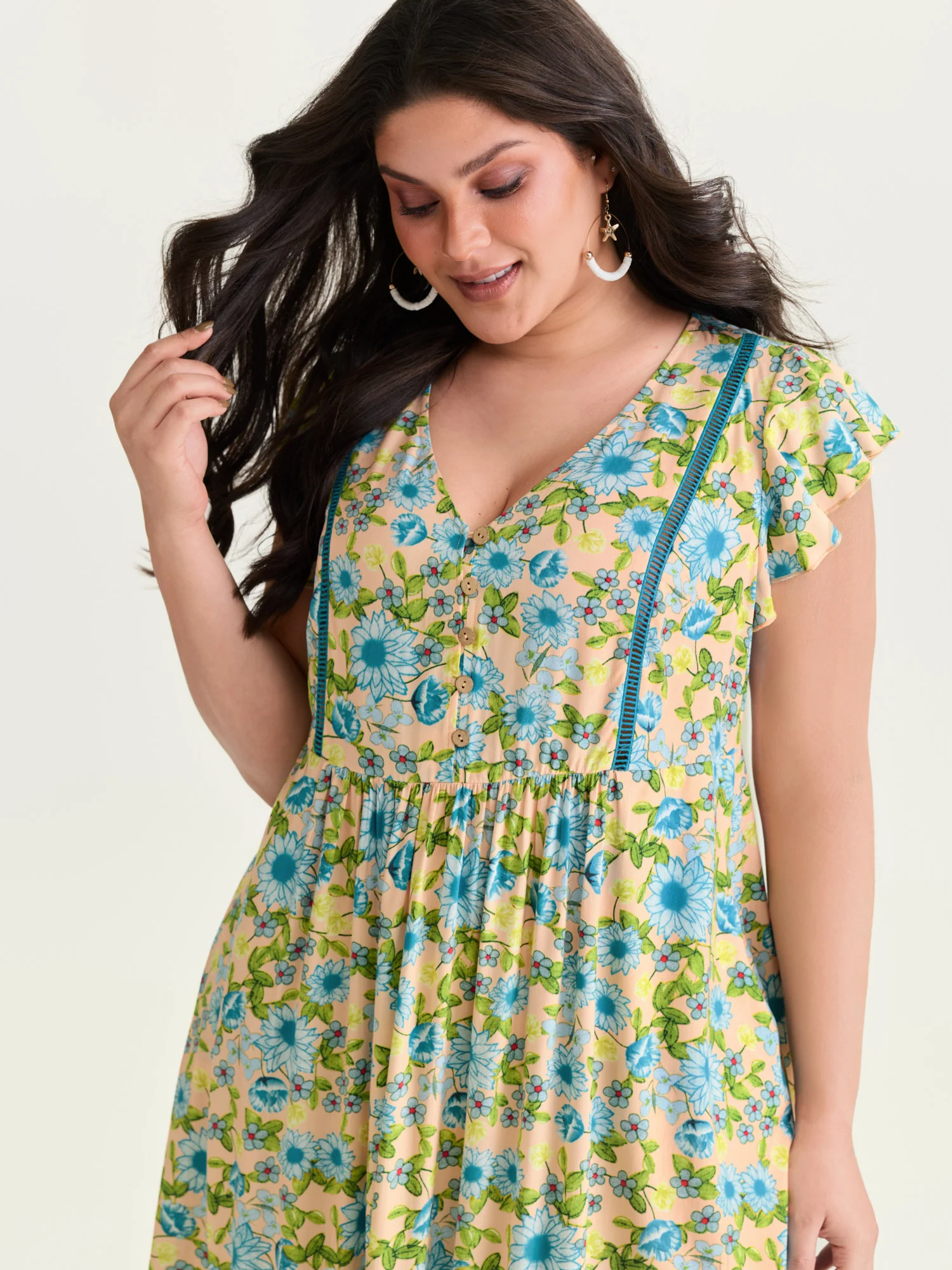 Sweet Floral Lace Trim Tiered Maxi Dress - Image 6