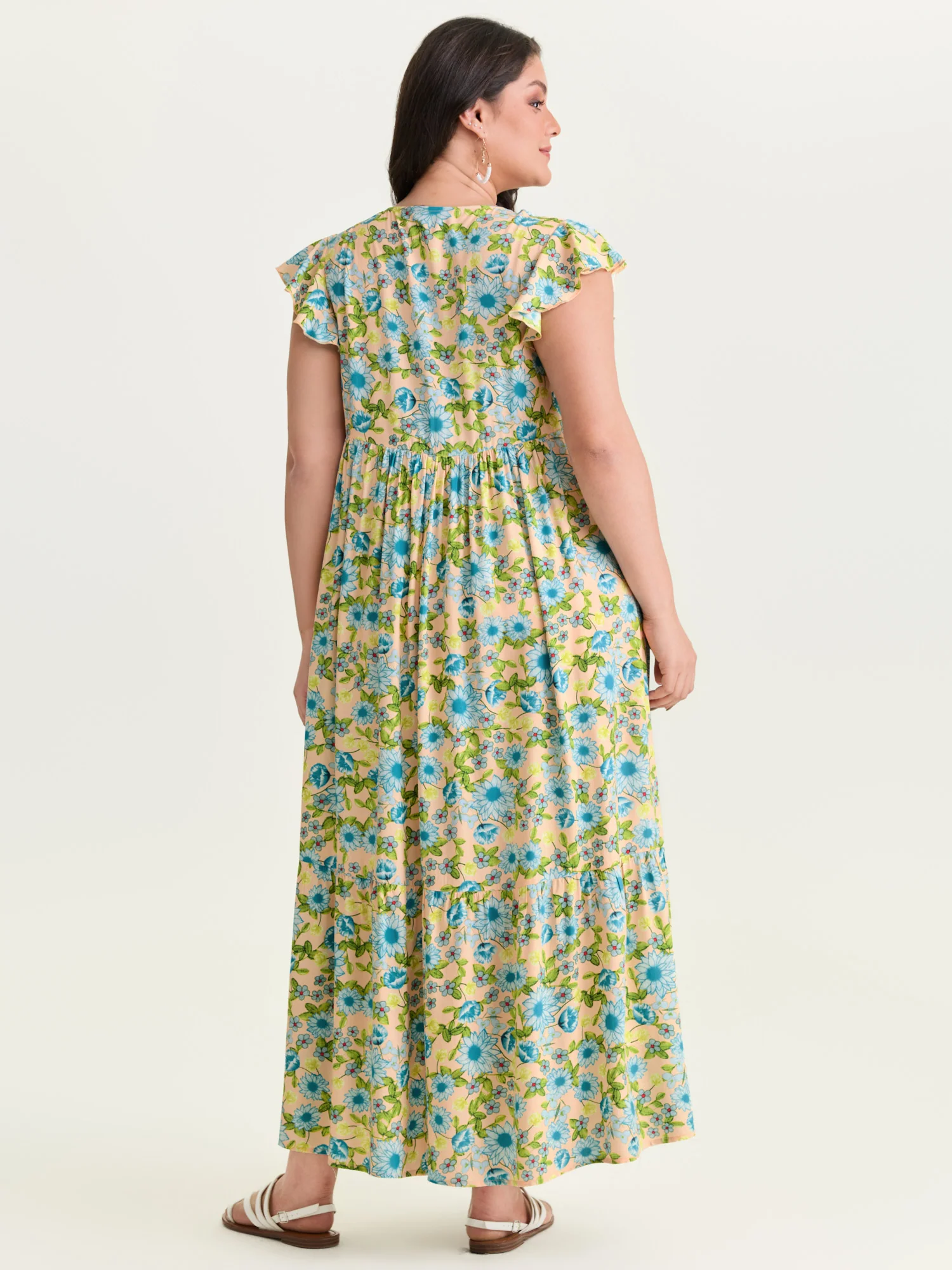Sweet Floral Lace Trim Tiered Maxi Dress - Image 7
