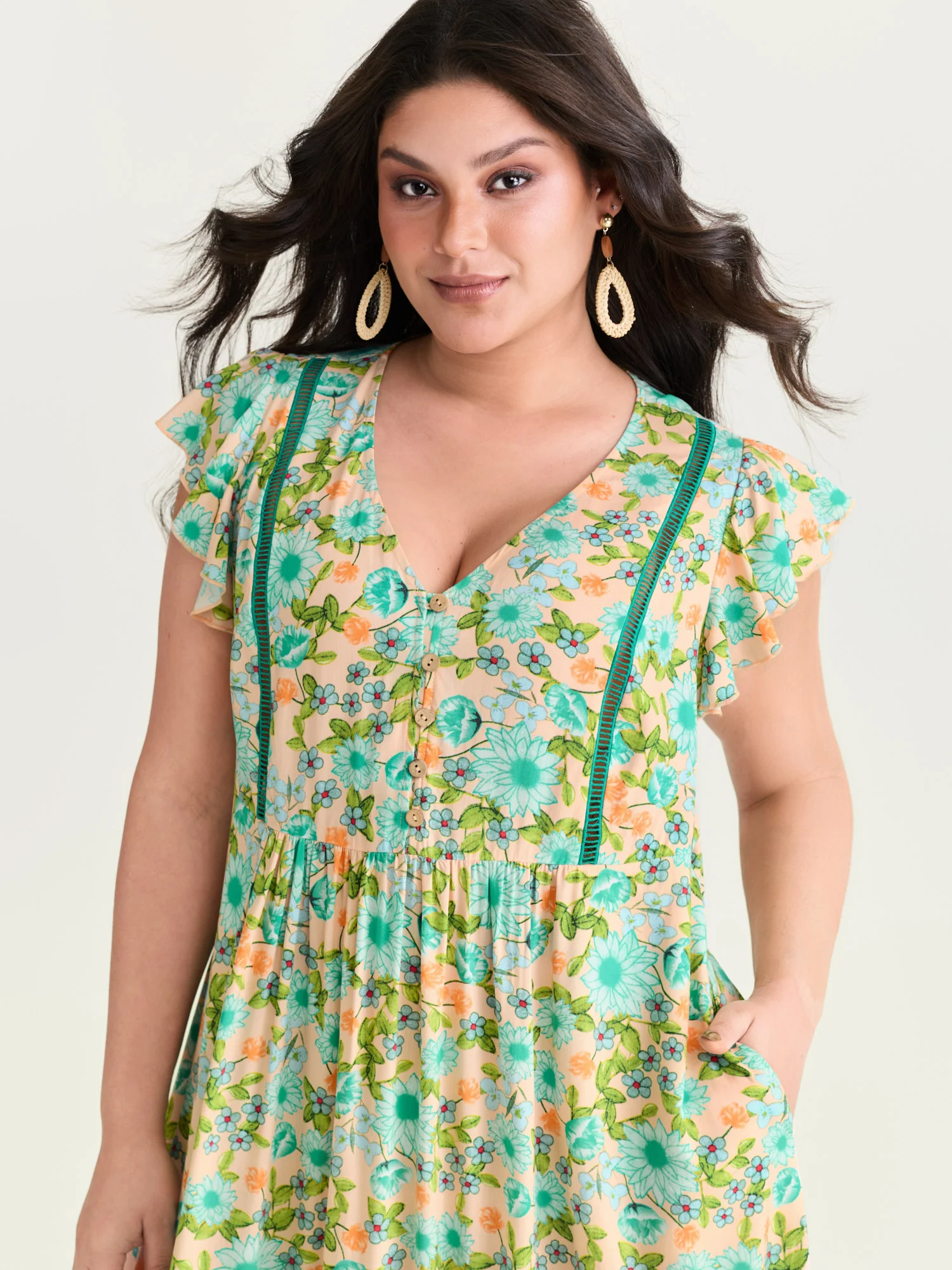 Sweet Floral Lace Trim Tiered Maxi Dress - Image 9