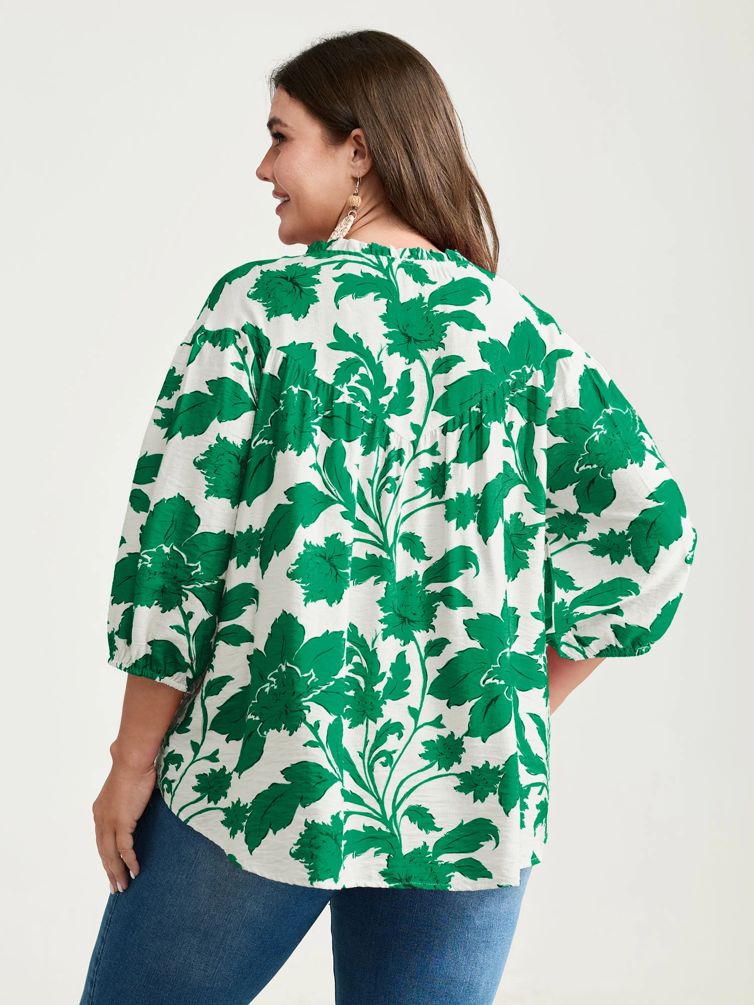 Sweet Floral Print Button Front Blouse - Image 15
