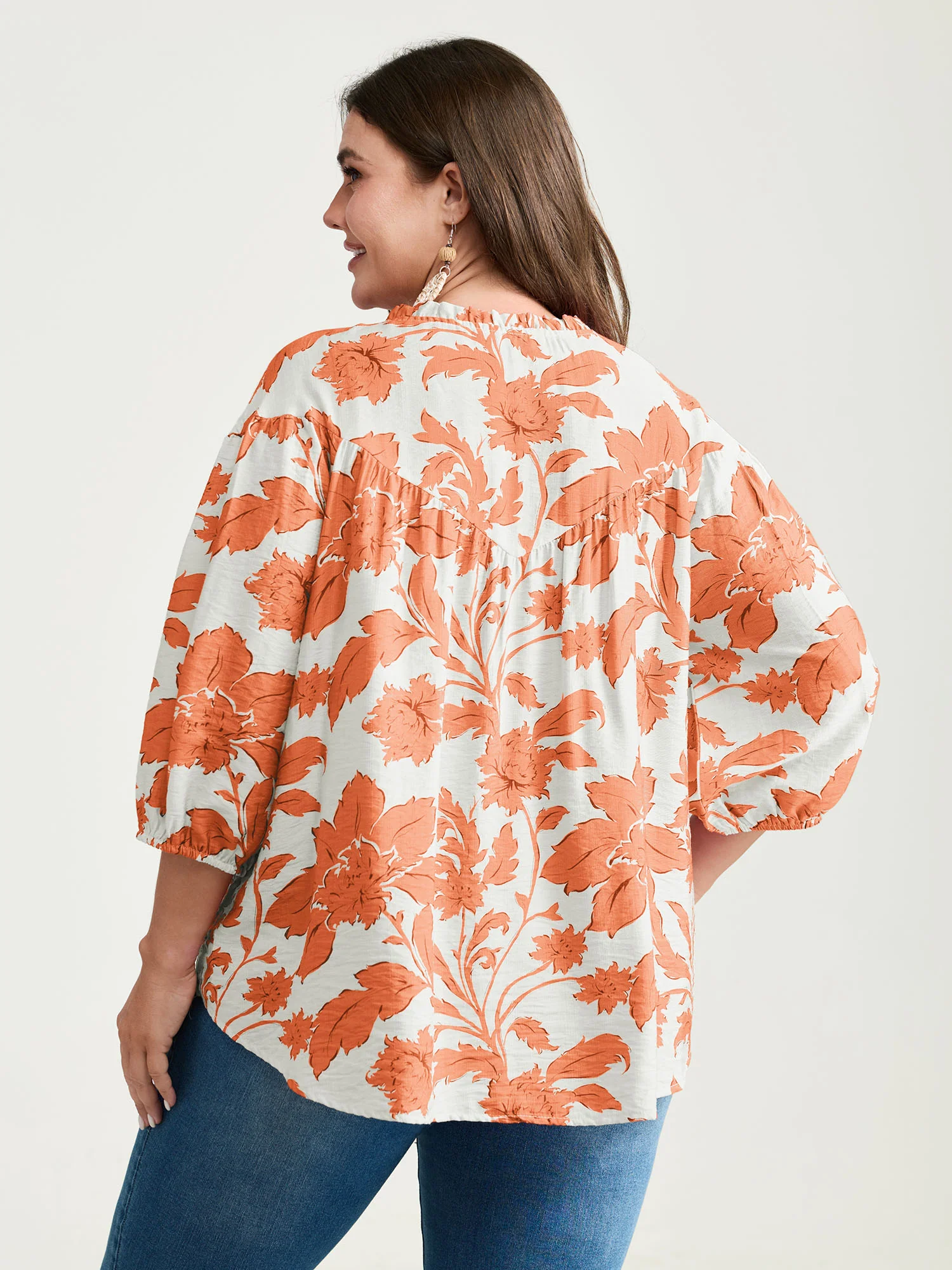 Sweet Floral Print Button Front Blouse - Image 19