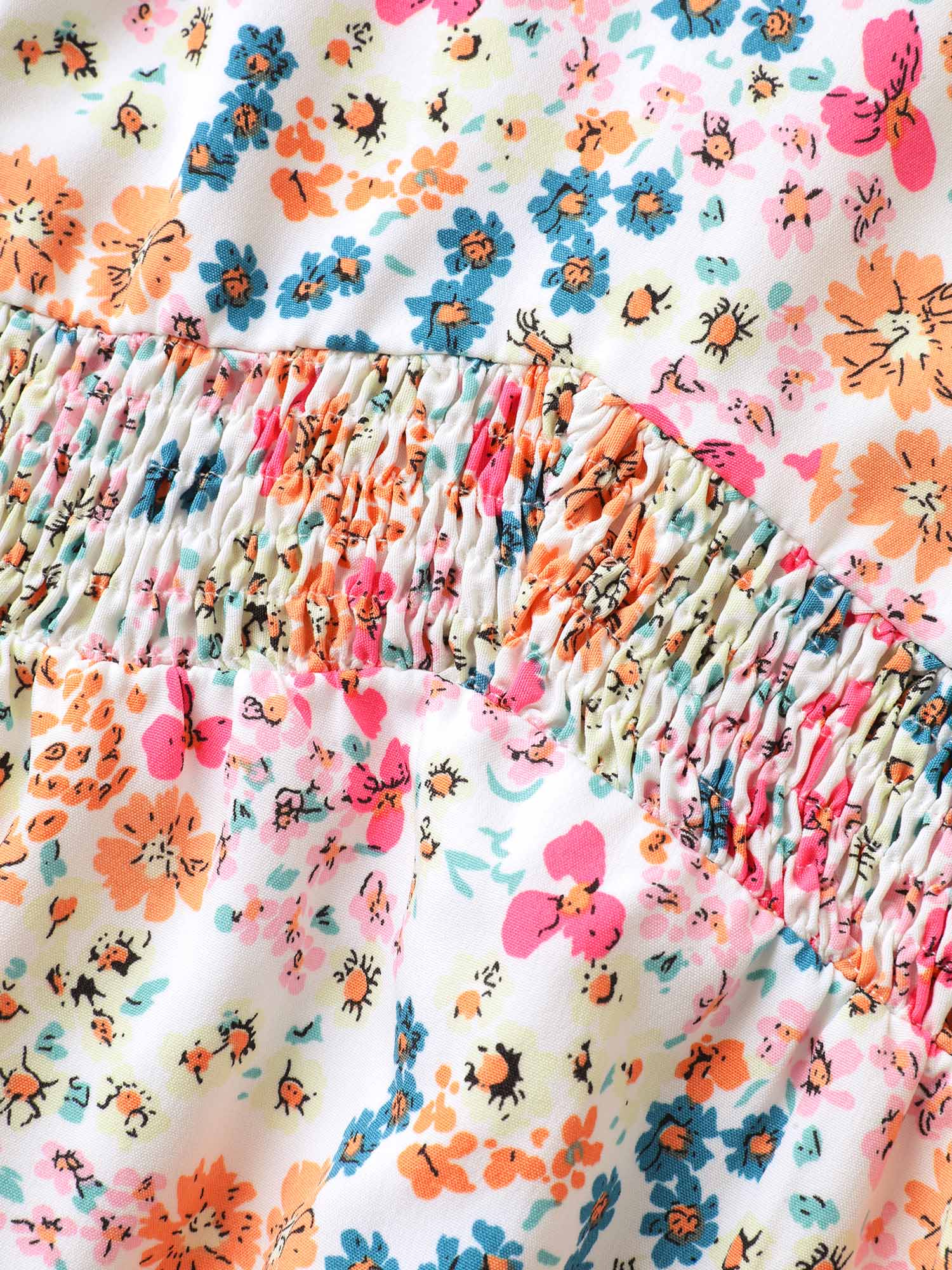 Sweet Floral Print Lace Neck Midi Dress - Image 6