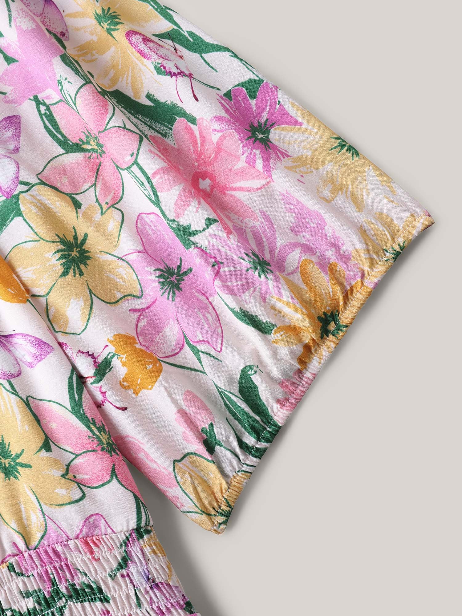 Sweet Floral Print Square Neck Midi Dress - Image 7