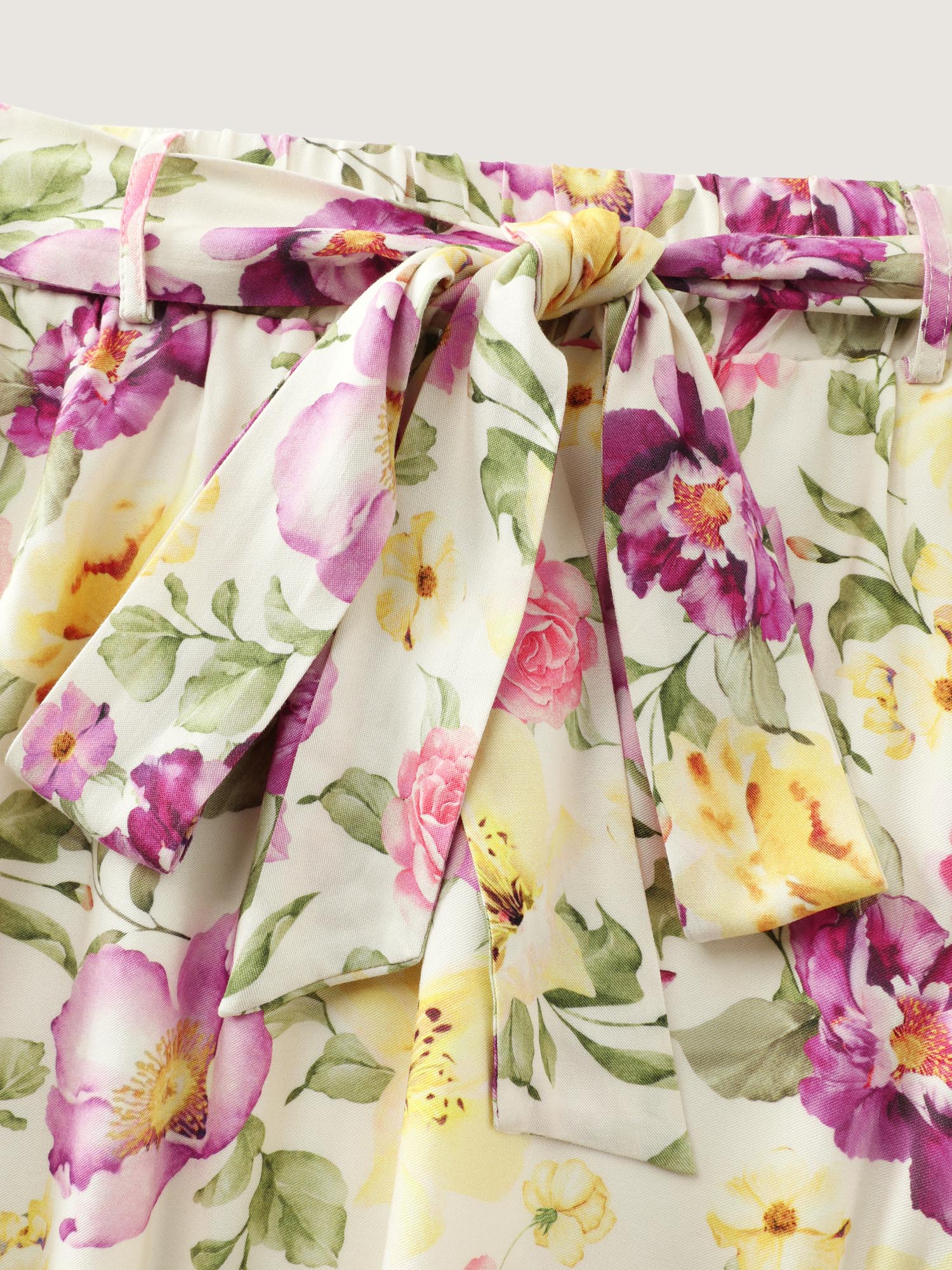 Sweet Floral Print Stretchy Waist Midi Skirt - Image 6