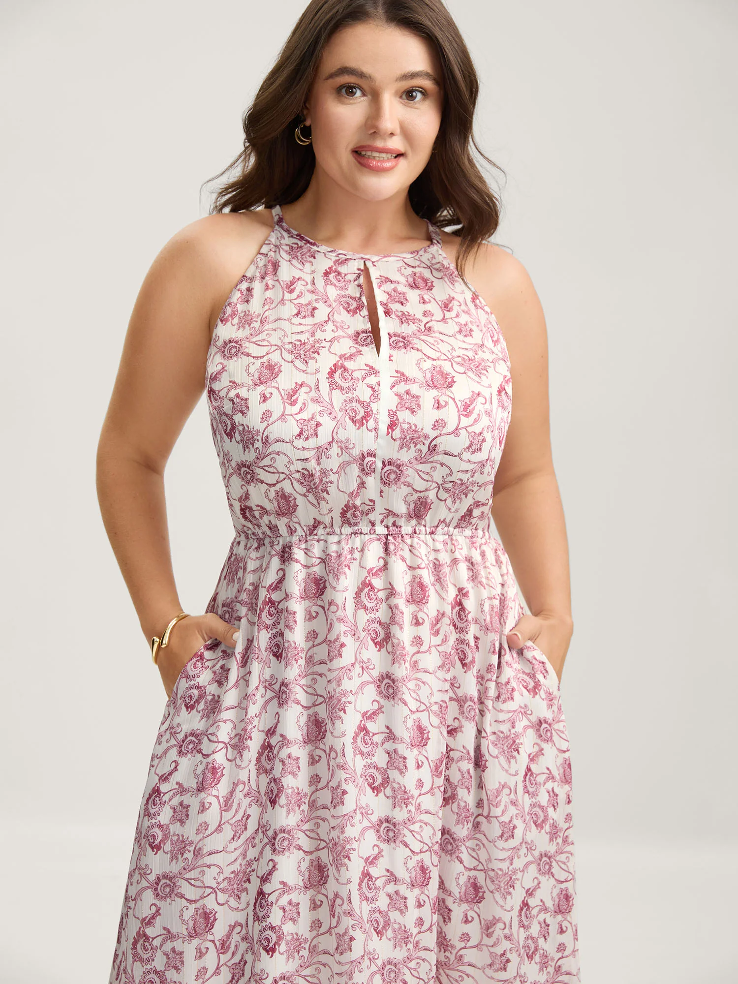 Sweet Florals Halter Neck Midi Dress - Image 2