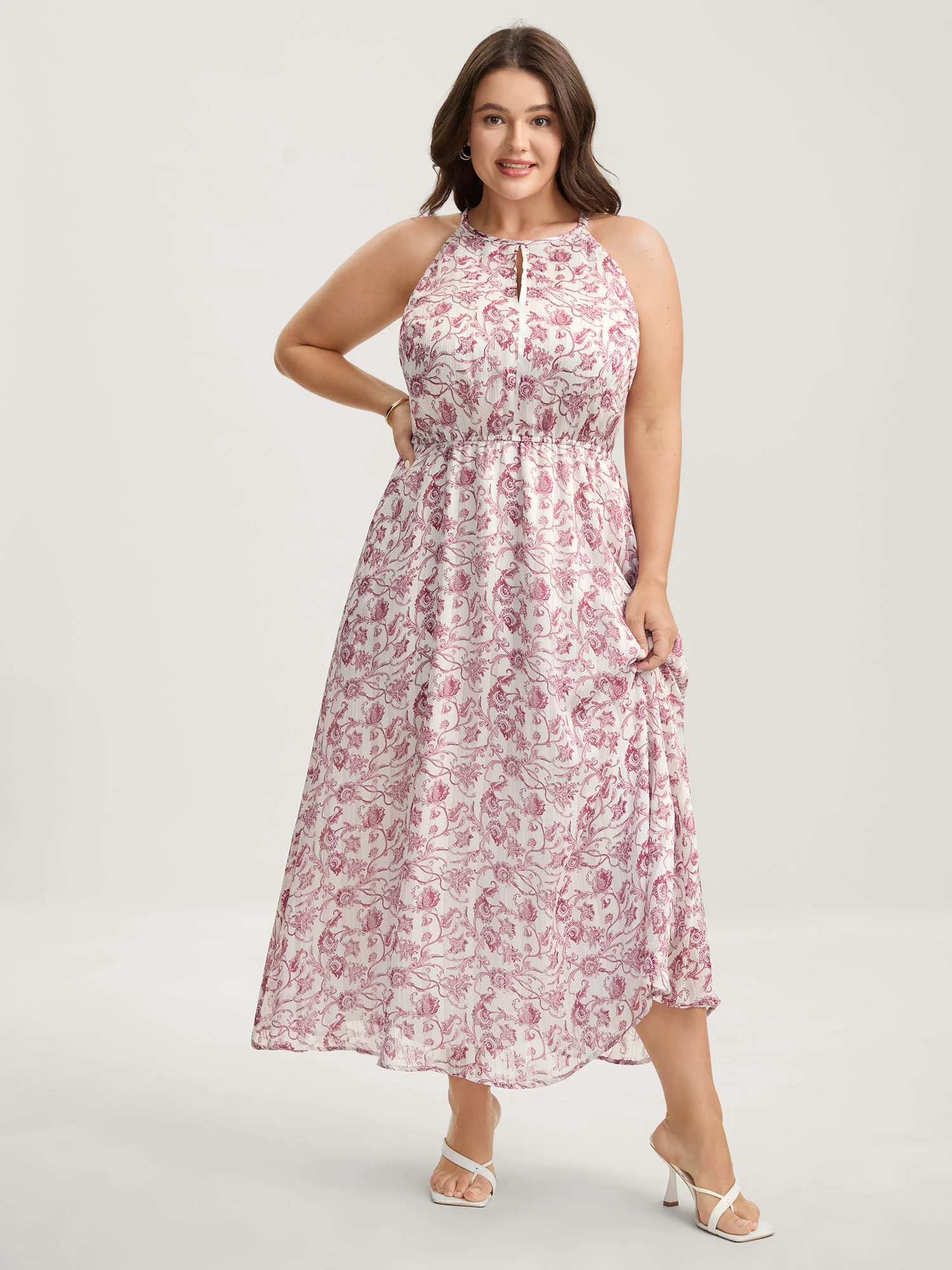 Sweet Florals Halter Neck Midi Dress - Image 3
