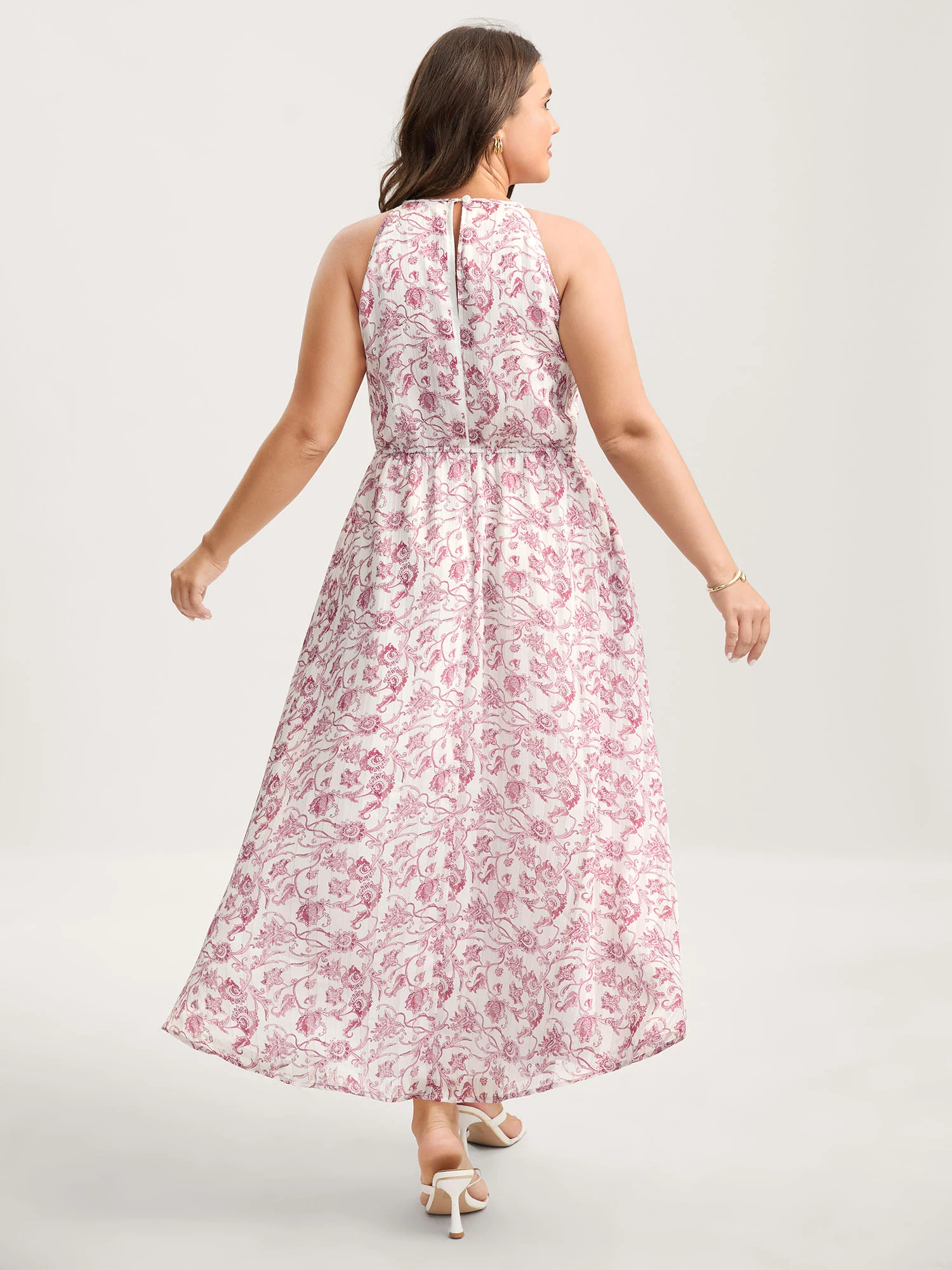 Sweet Florals Halter Neck Midi Dress - Image 4