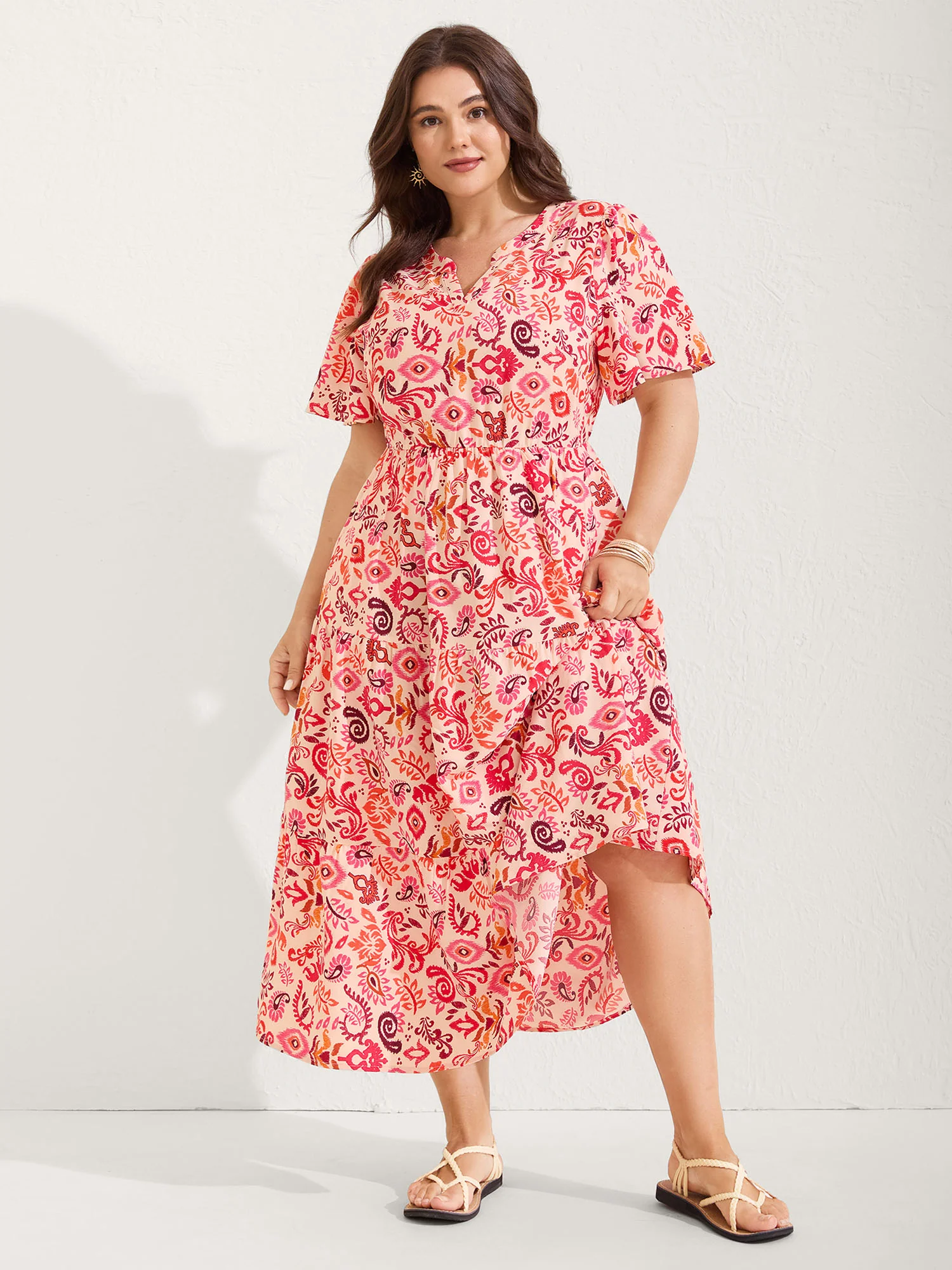 Sweet Florals Notched Collar Maxi Dress - Image 3