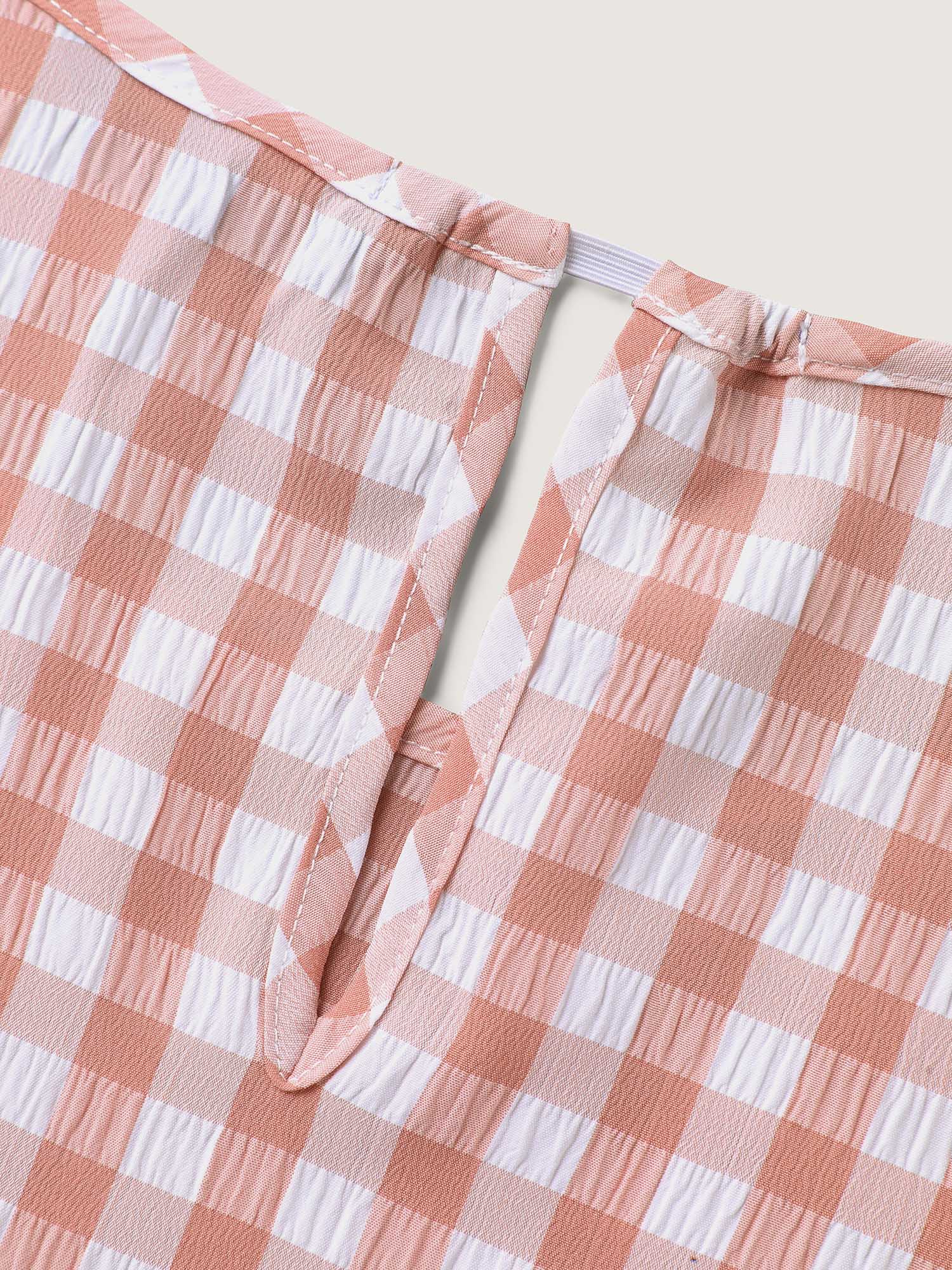 Sweet Gingham Wrinkled Petal Sleeve Blouse - Image 5