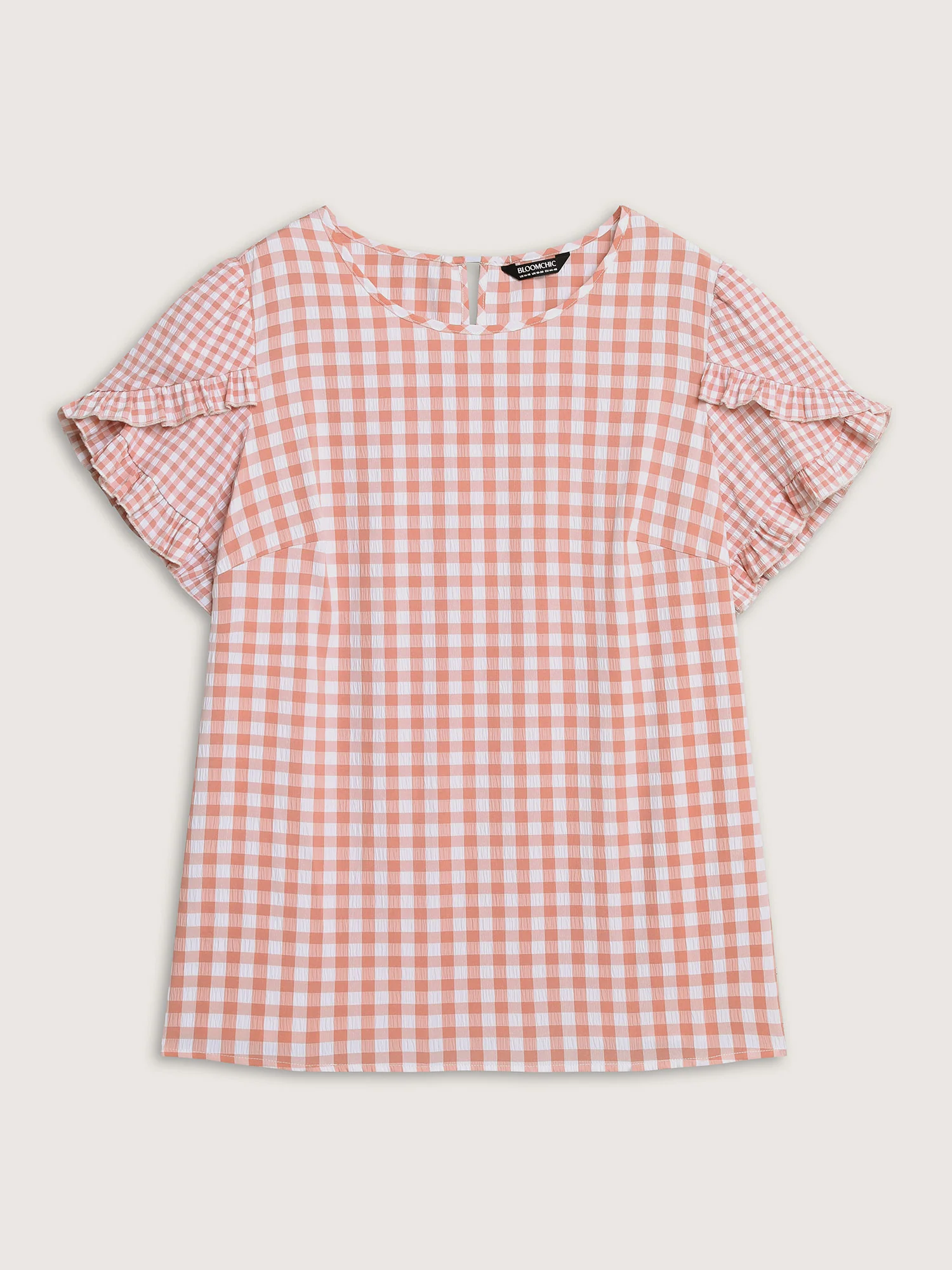 Sweet Gingham Wrinkled Petal Sleeve Blouse - Image 7