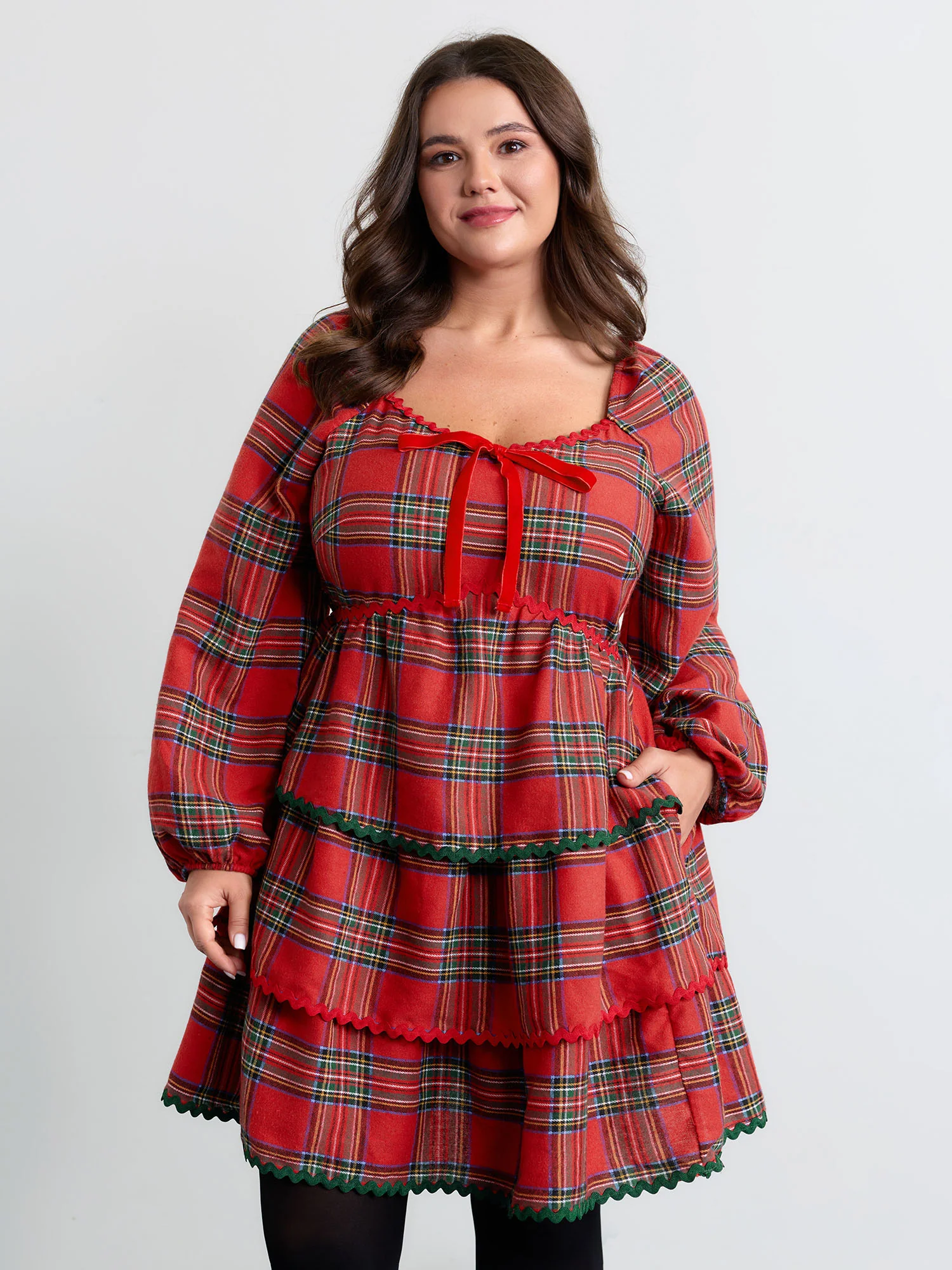 Sweet Holidays Ribbon Tiered Knee Dress - Image 2