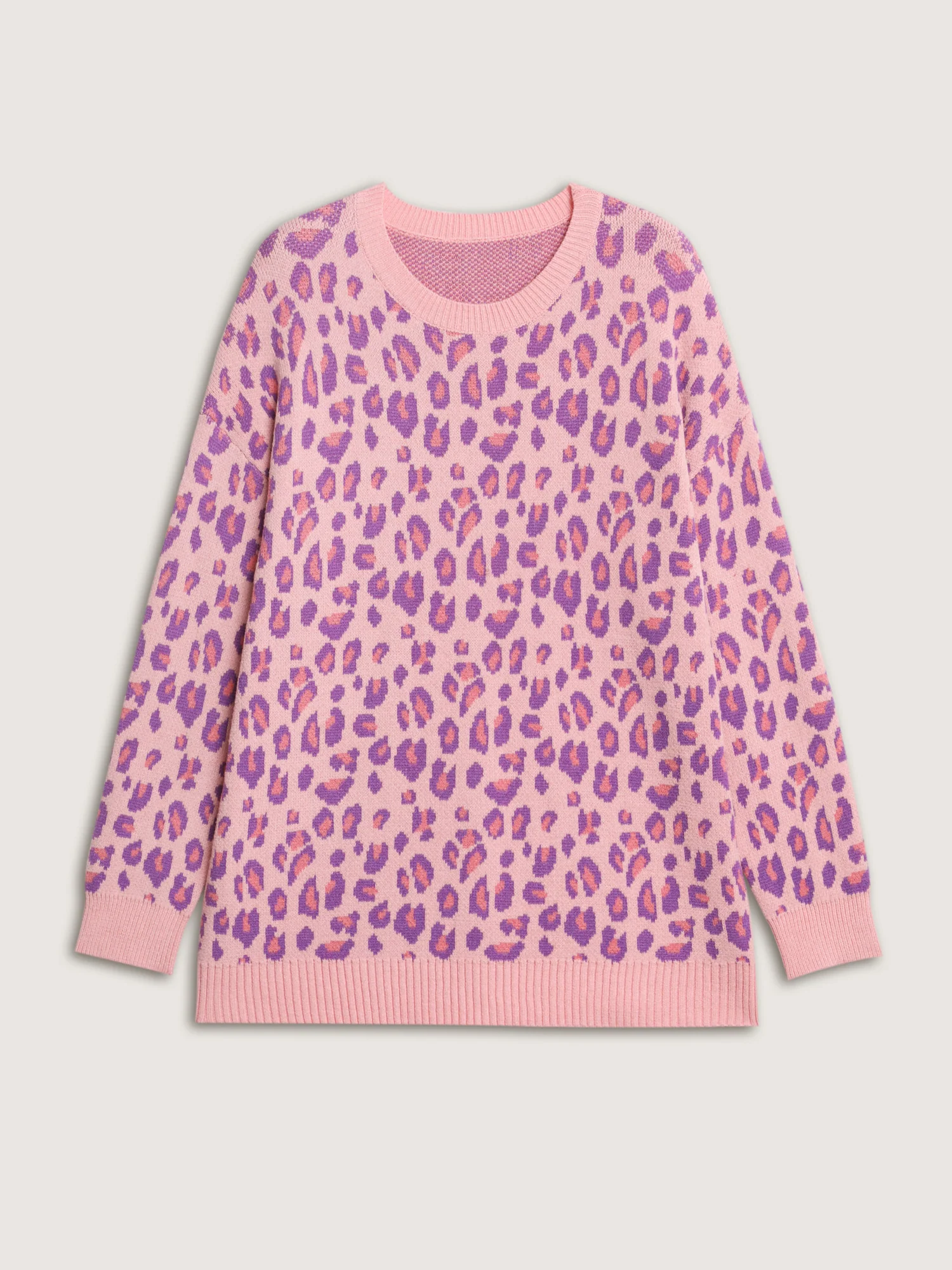 Sweet Leopard Pattern Jacquard Pullover - Image 5