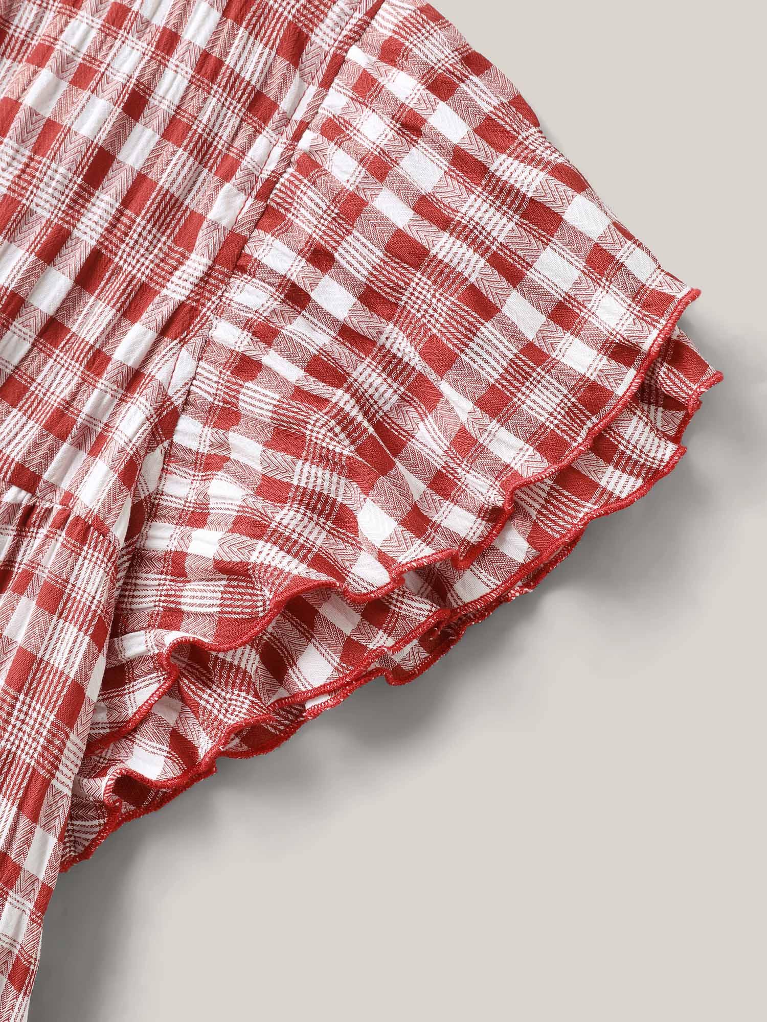 Sweet Plaid Pattern Pockets Mini Dress - Image 6