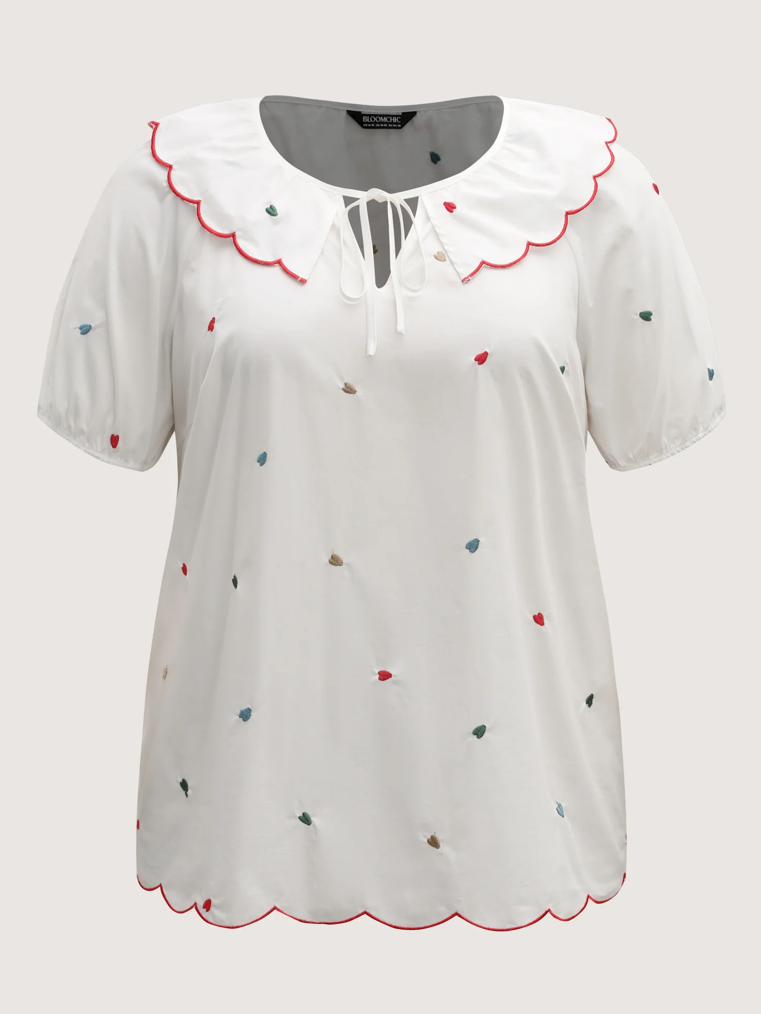 Sweetheart Embroidery Doll Collar Blouse - Image 7