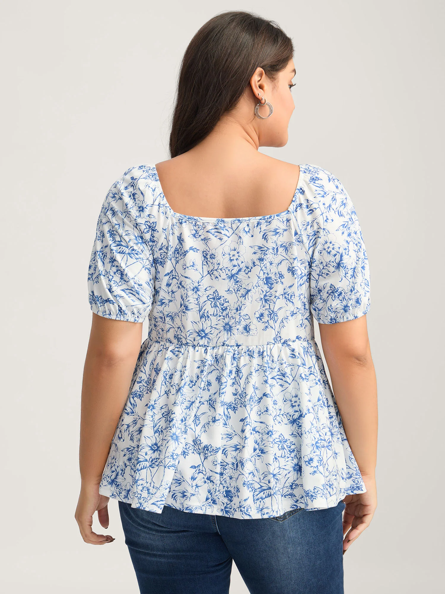 Sweetheart Gathered Bodice Floral Top - Image 5