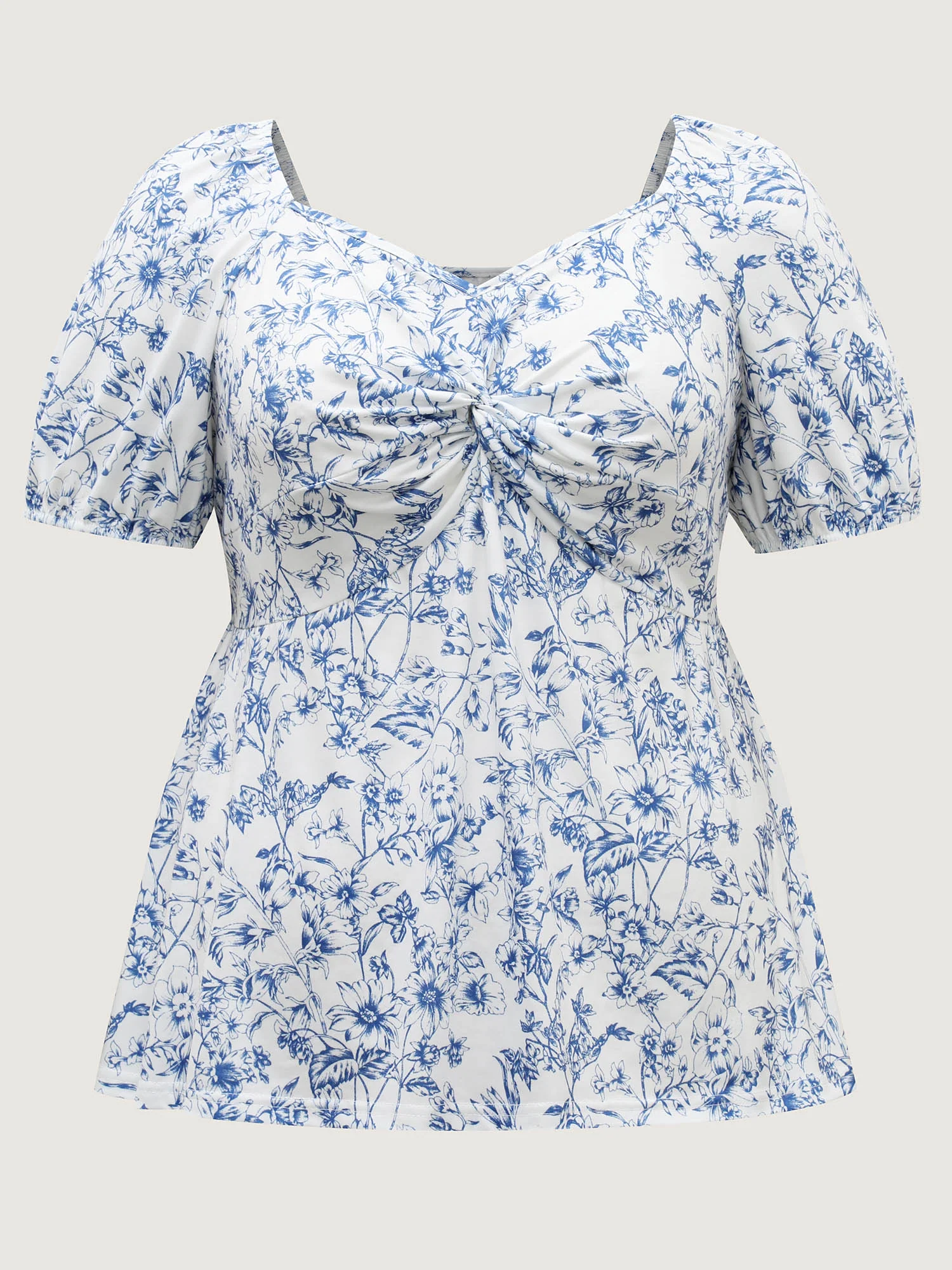 Sweetheart Gathered Bodice Floral Top - Image 8