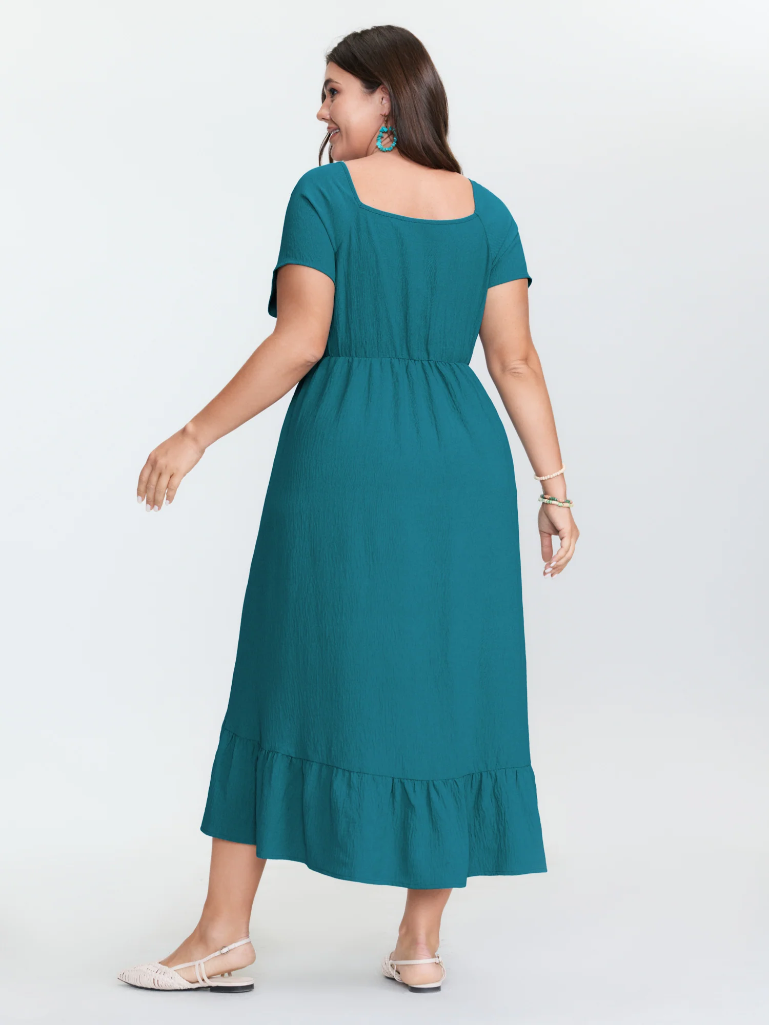 Sweetheart Neckline High Low Hem Midi Dress - Image 4