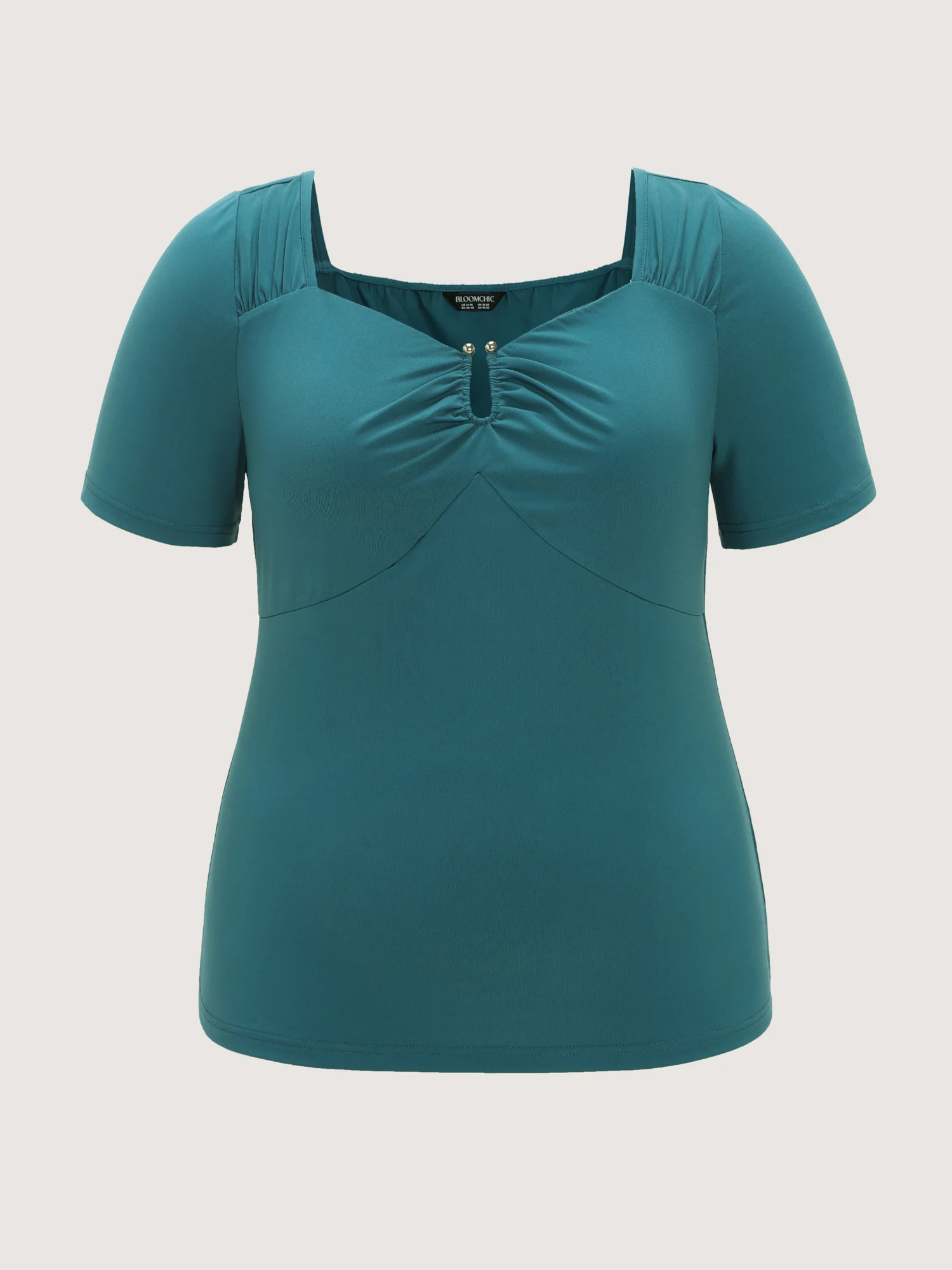 Sweetheart Neckline Metal Loop Fitted Knit Top - Image 7