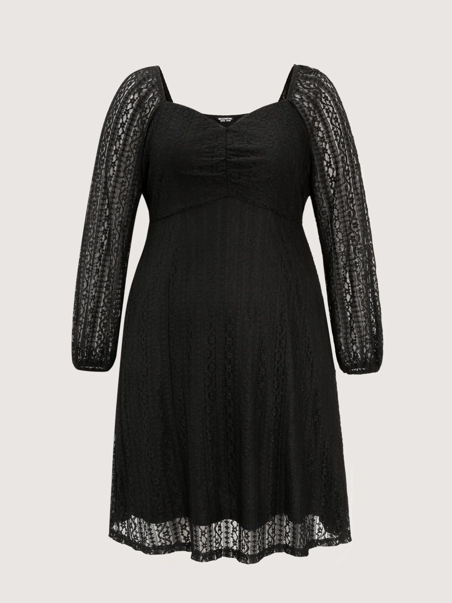 Sweetheart Neckline Sheer Lace Midi Dress - Image 7