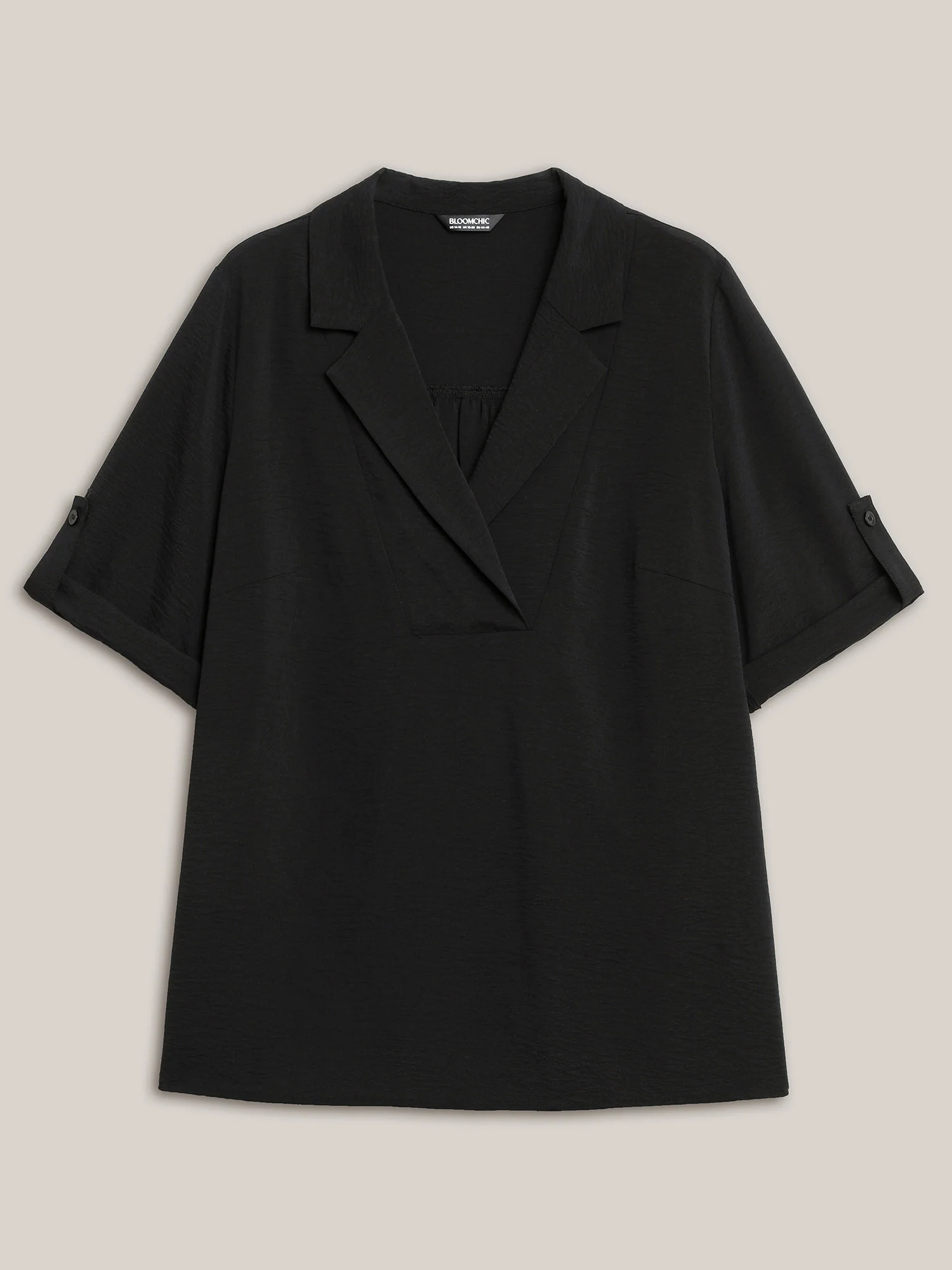 Tab Sleeve Blazer Collar Blouse - Image 7
