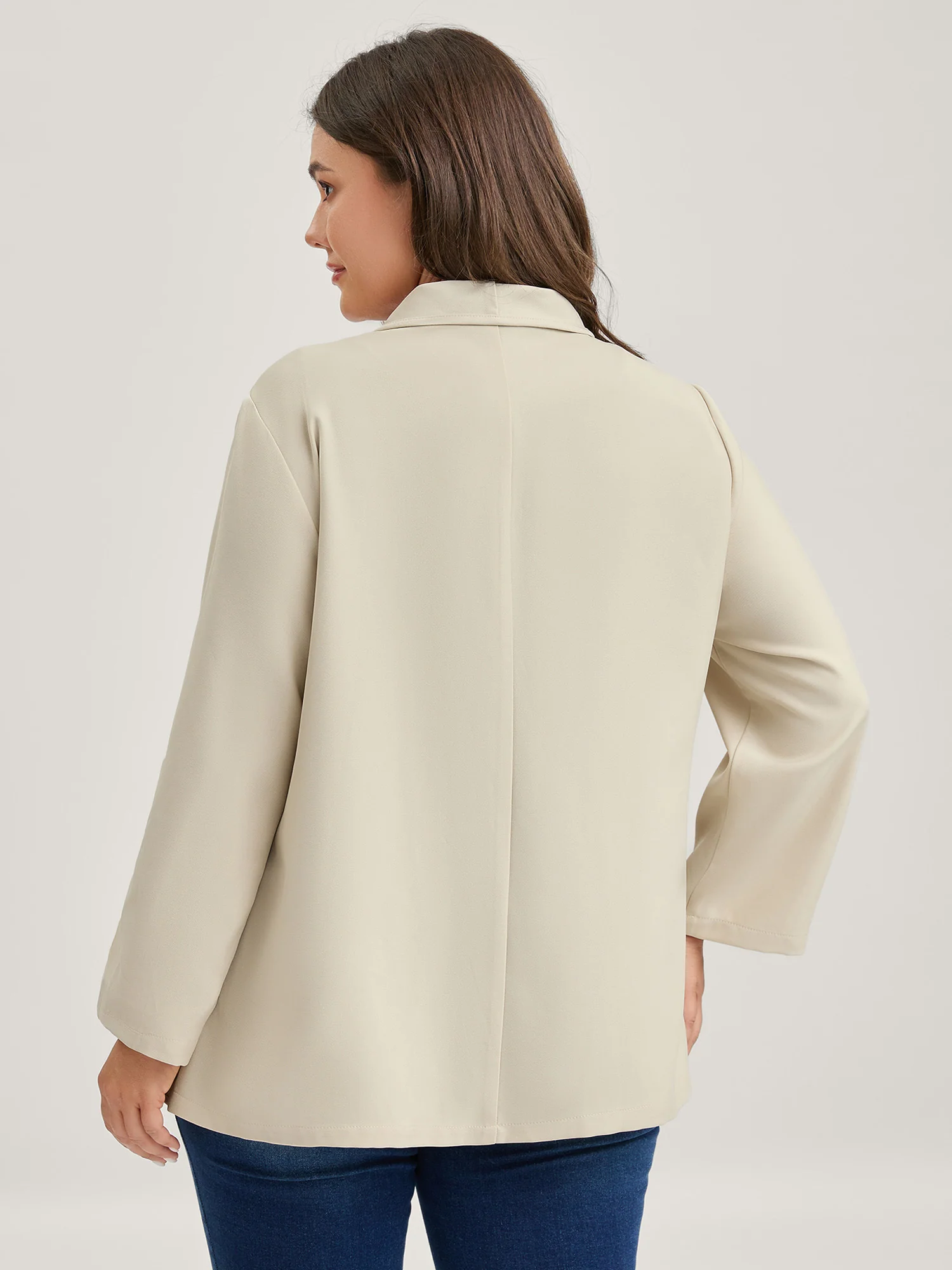Tab Sleeve Open-Front Folded Hem Jacket - Image 4