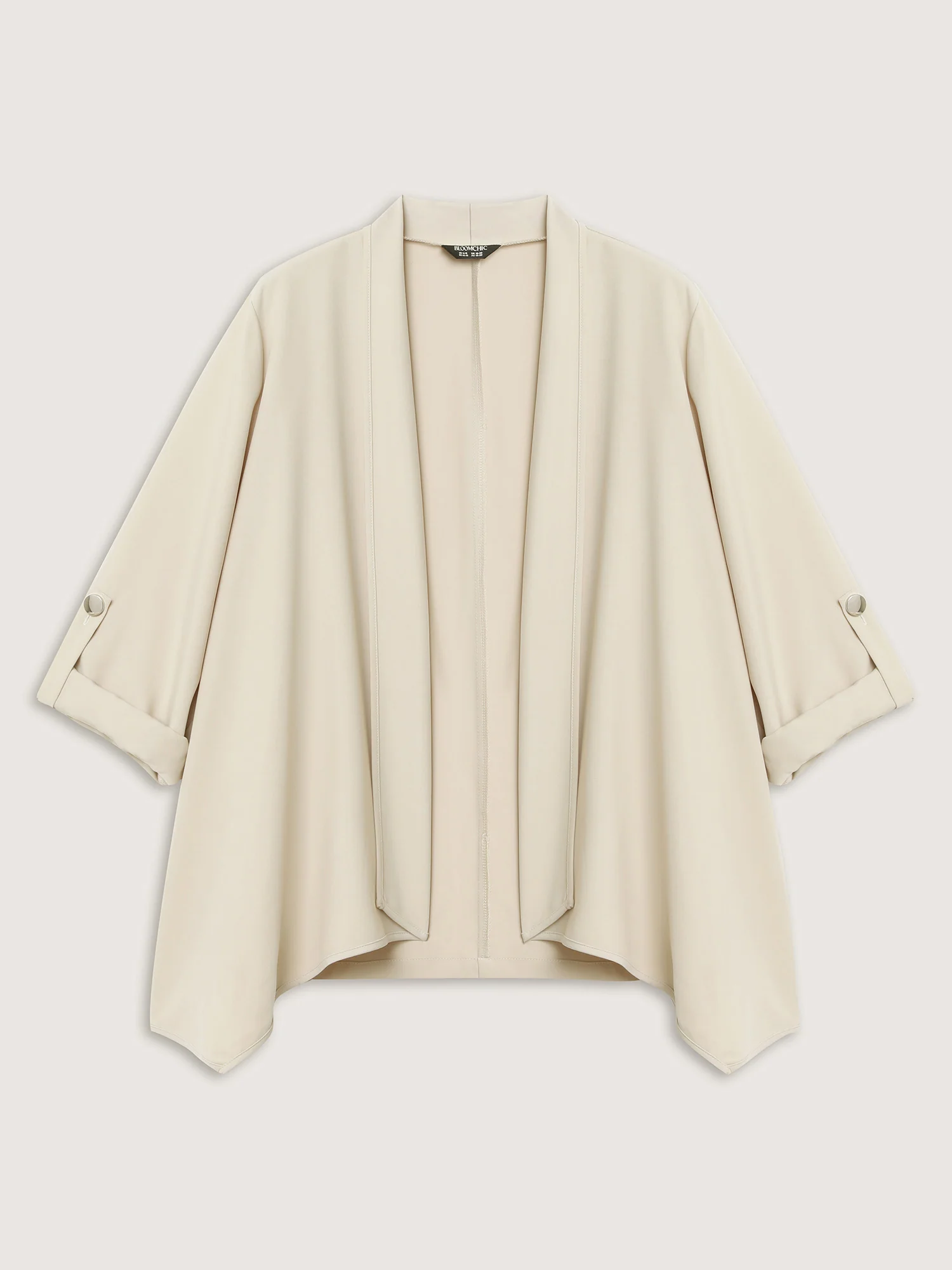 Tab Sleeve Open-Front Folded Hem Jacket - Image 6