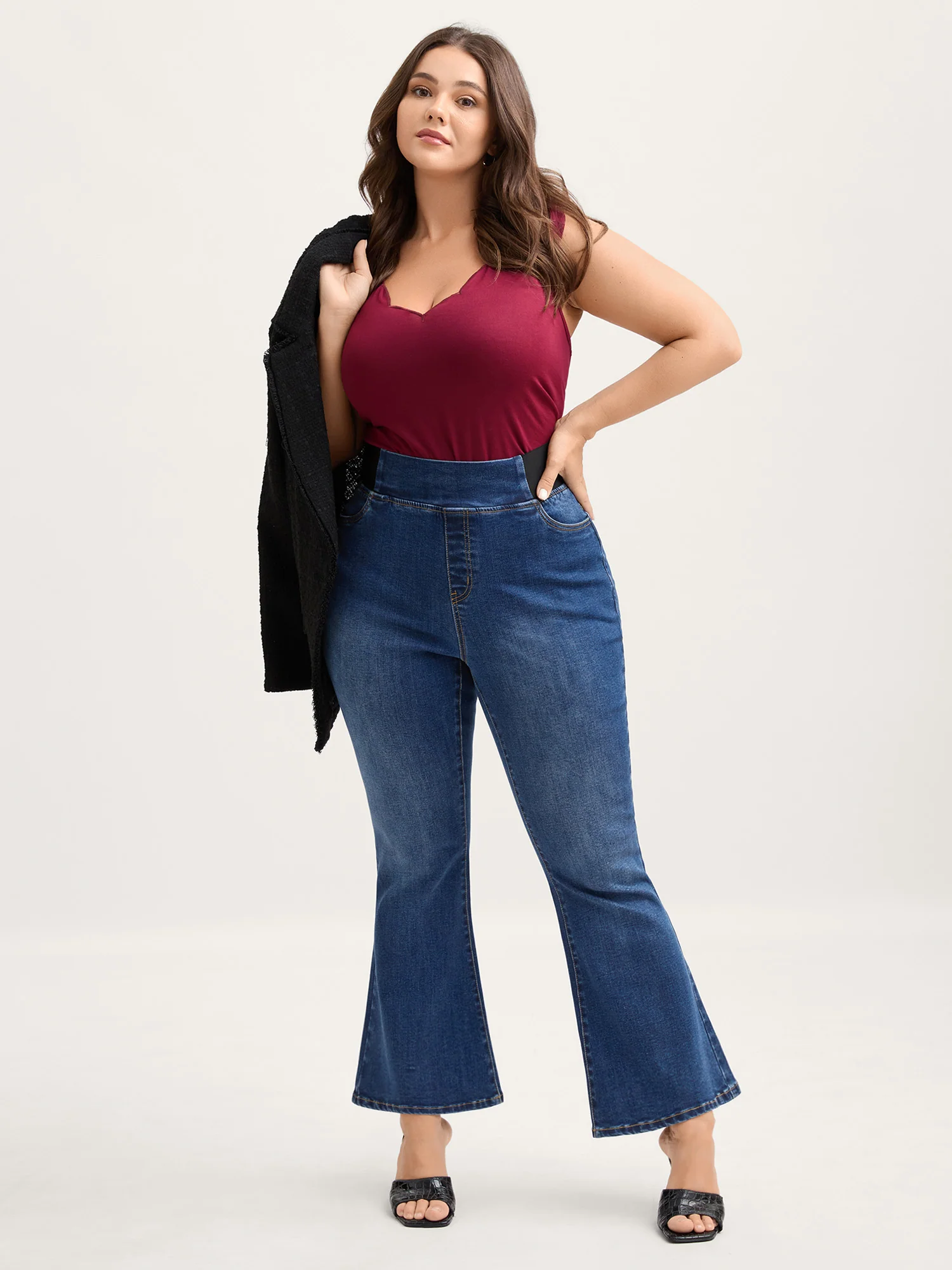 Tapered Stretchy Waist Bootcut Jeans - Image 2