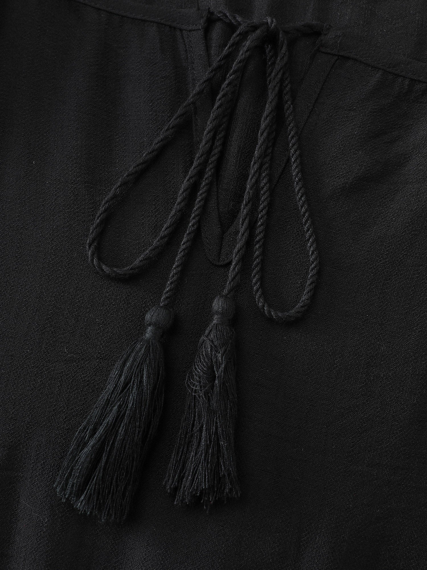Tassel Hem Neck Tie Mini Dress - Image 5