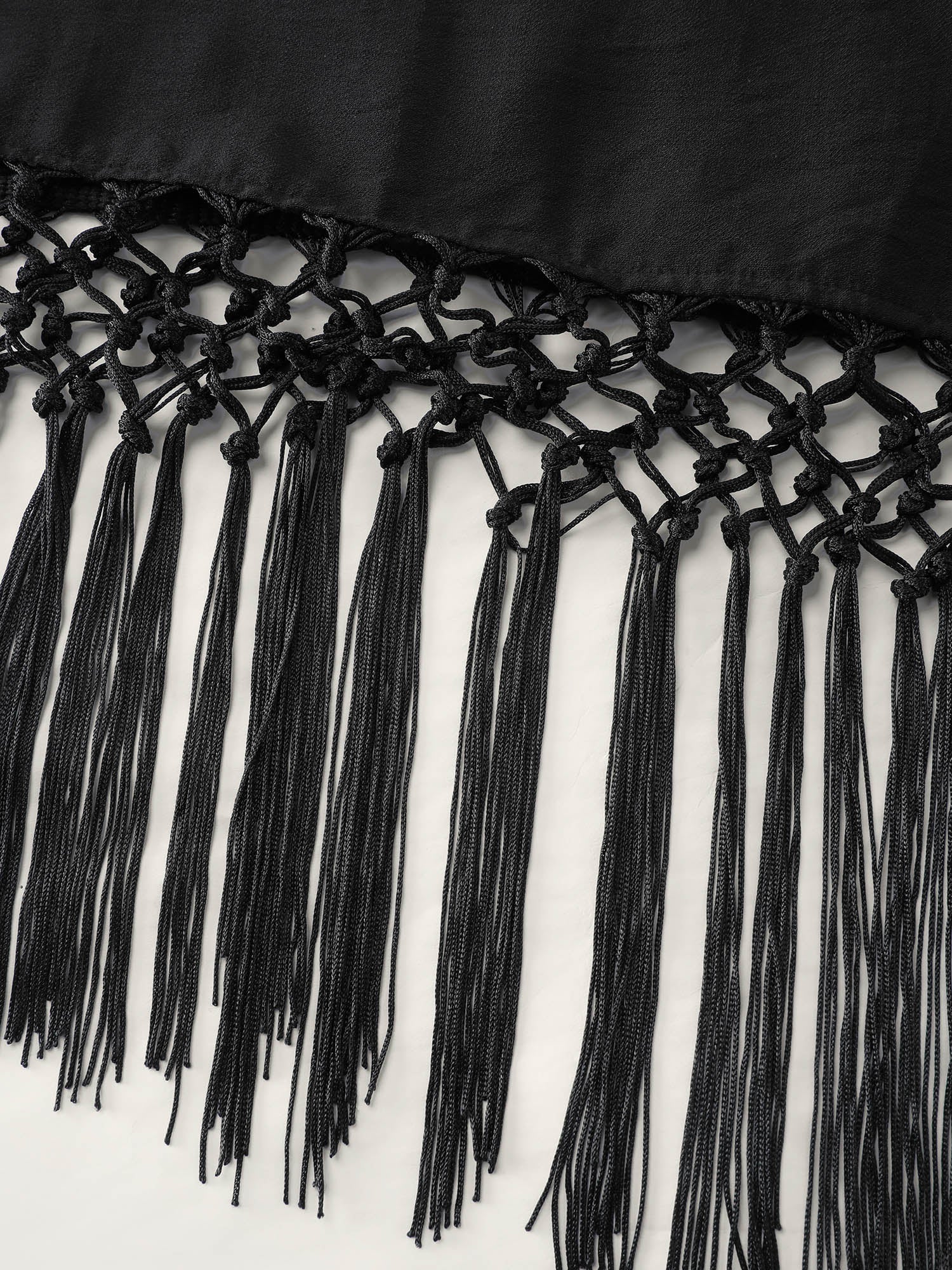 Tassel Hem Neck Tie Mini Dress - Image 6