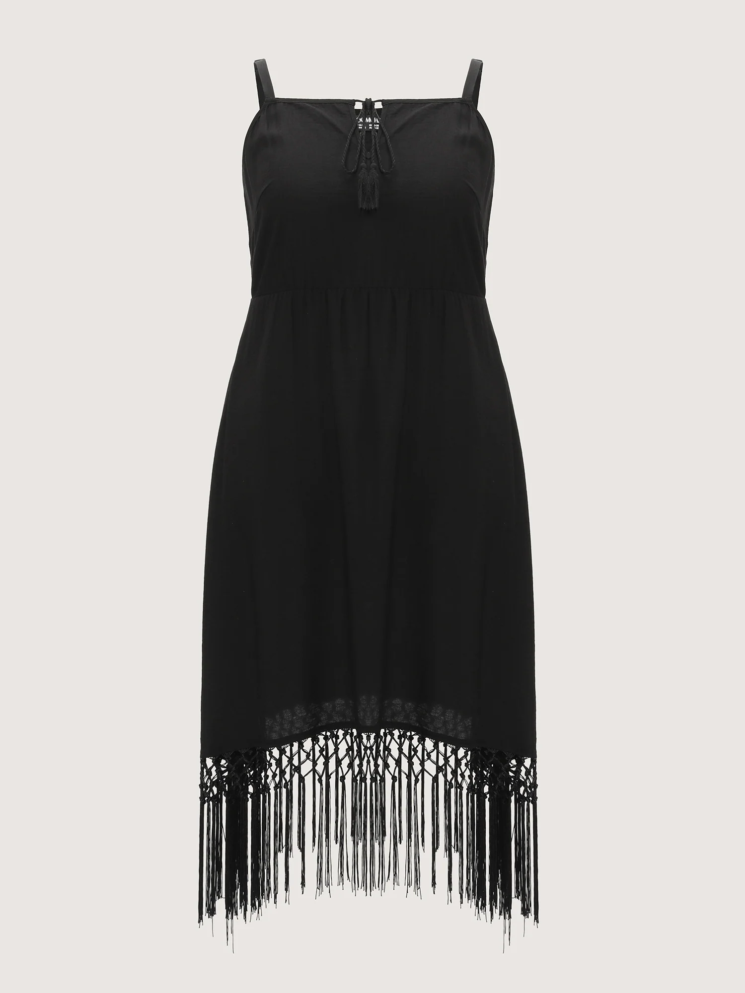 Tassel Hem Neck Tie Mini Dress - Image 7