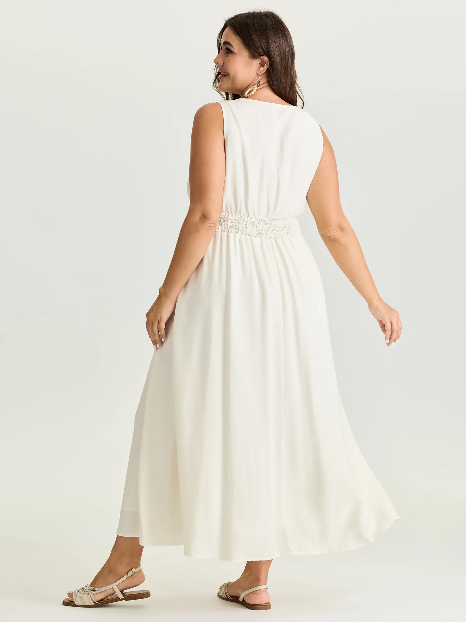 Tassels Cinched-Waist V-Neck Maxi Dress - Image 5
