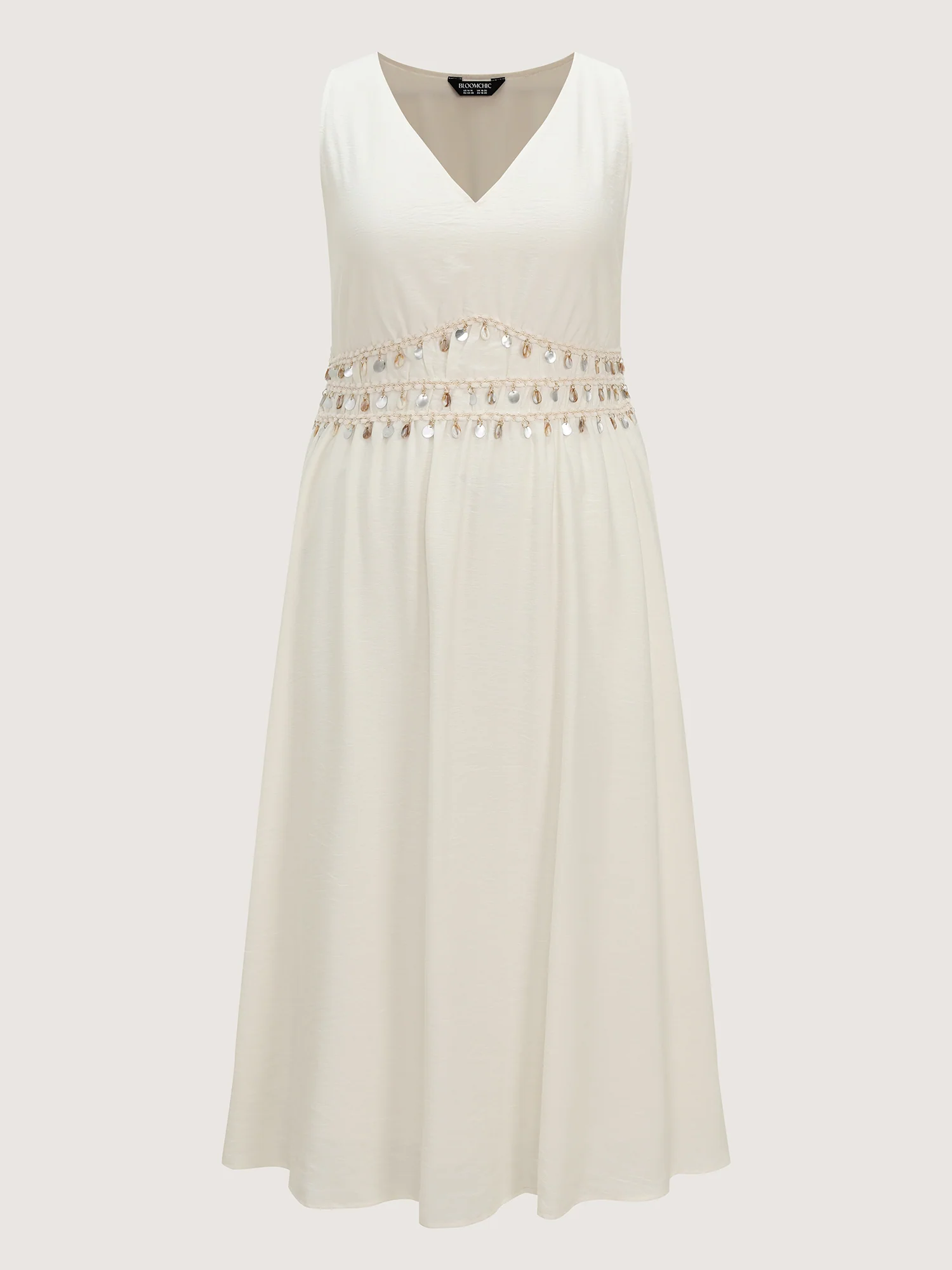Tassels Cinched-Waist V-Neck Maxi Dress - Image 8