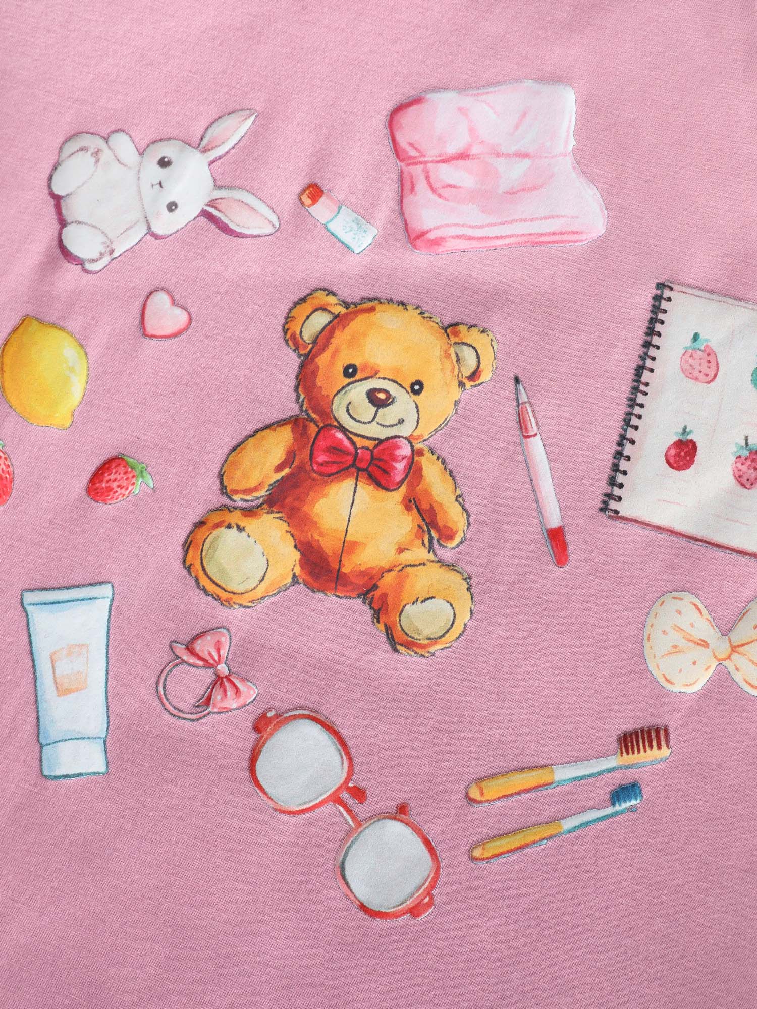 Teddy Bear Graphic Pattern Lounge Top - Image 5