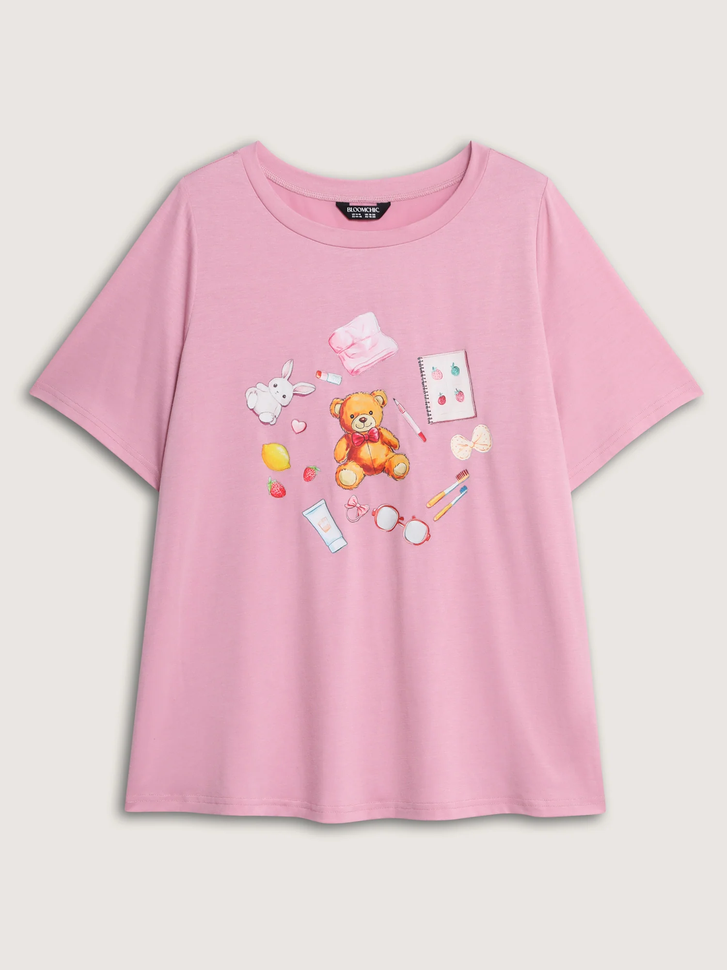 Teddy Bear Graphic Pattern Lounge Top - Image 6