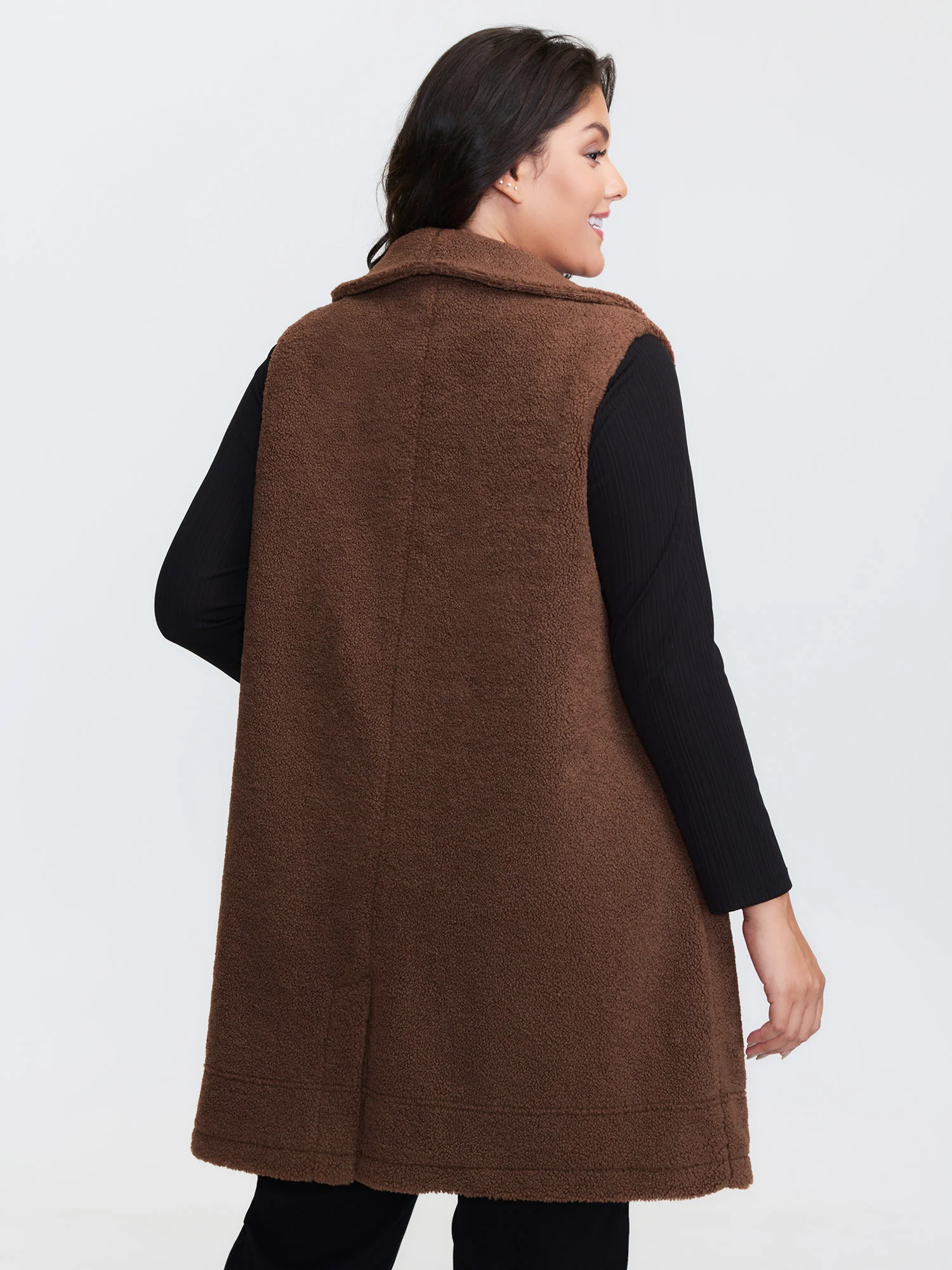 Teddy Fleece Lapel Sleeveless Vest - Image 6