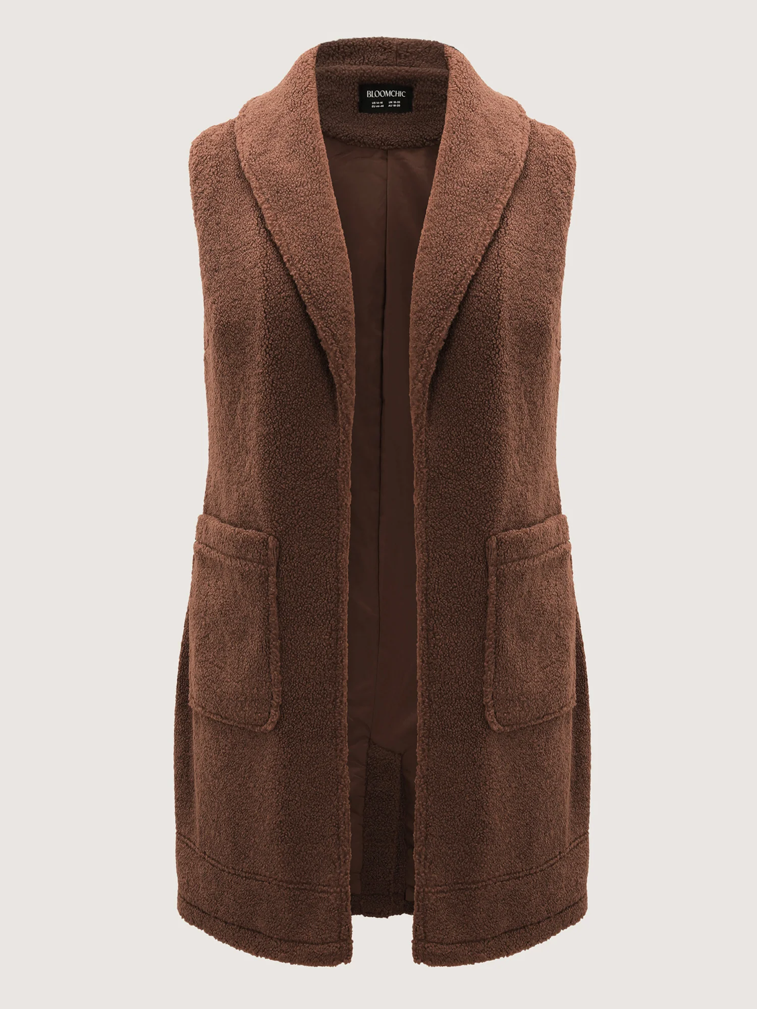 Teddy Fleece Lapel Sleeveless Vest - Image 9