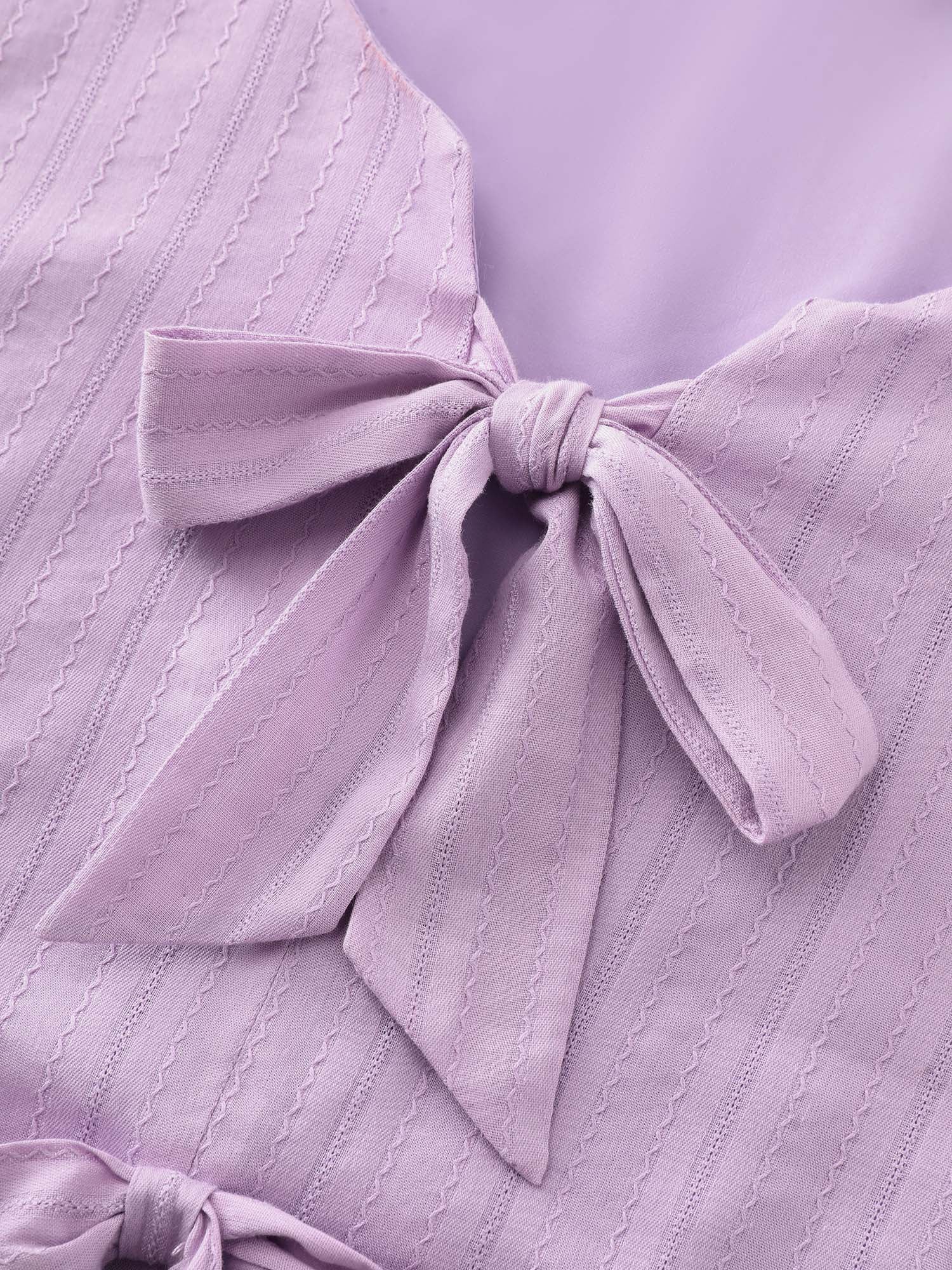 Texture Bow-Front Detail Plain Blouse - Image 6
