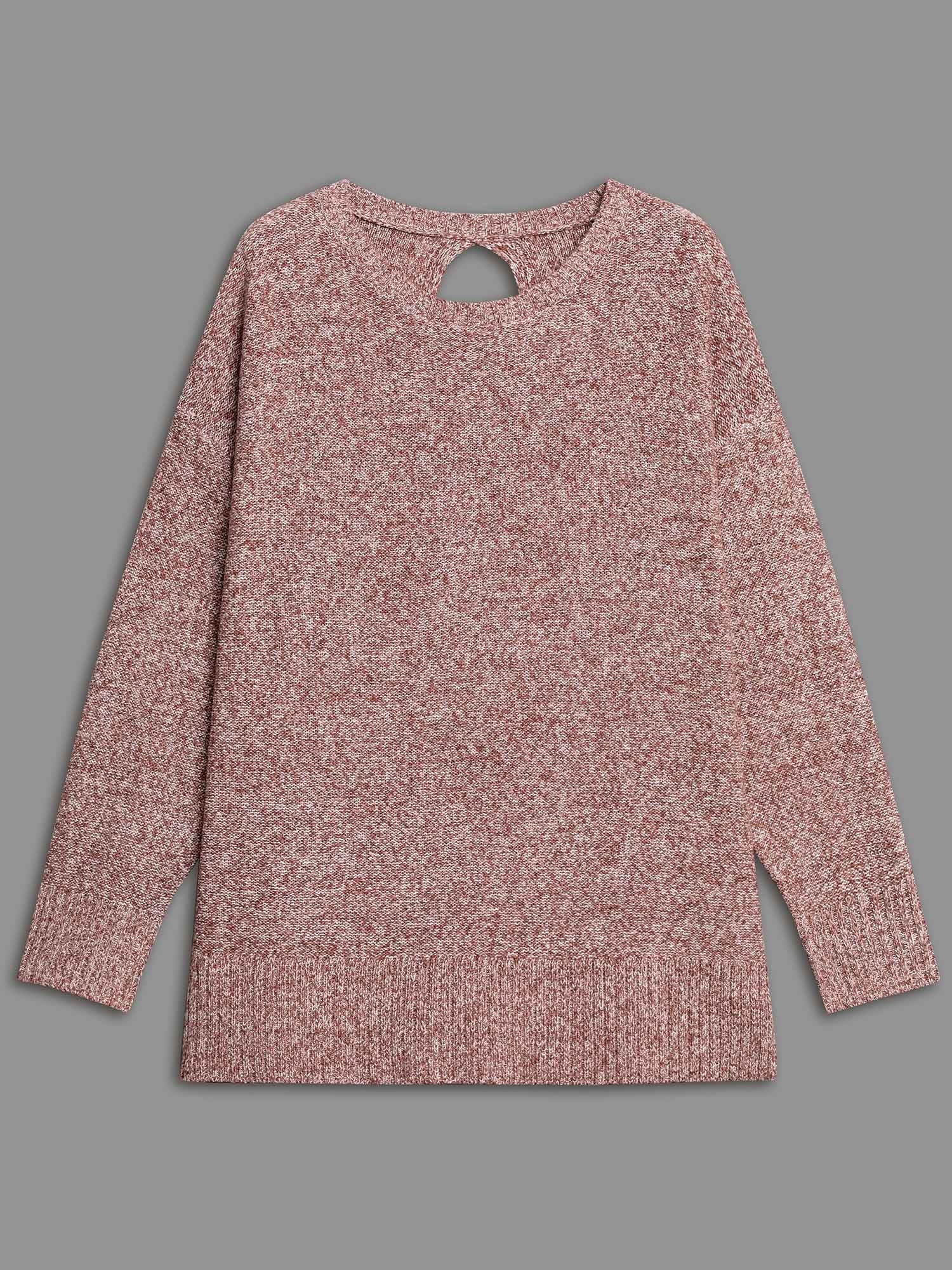 Texture Bowknot Cut Out Slit Hem Pullover - Image 12